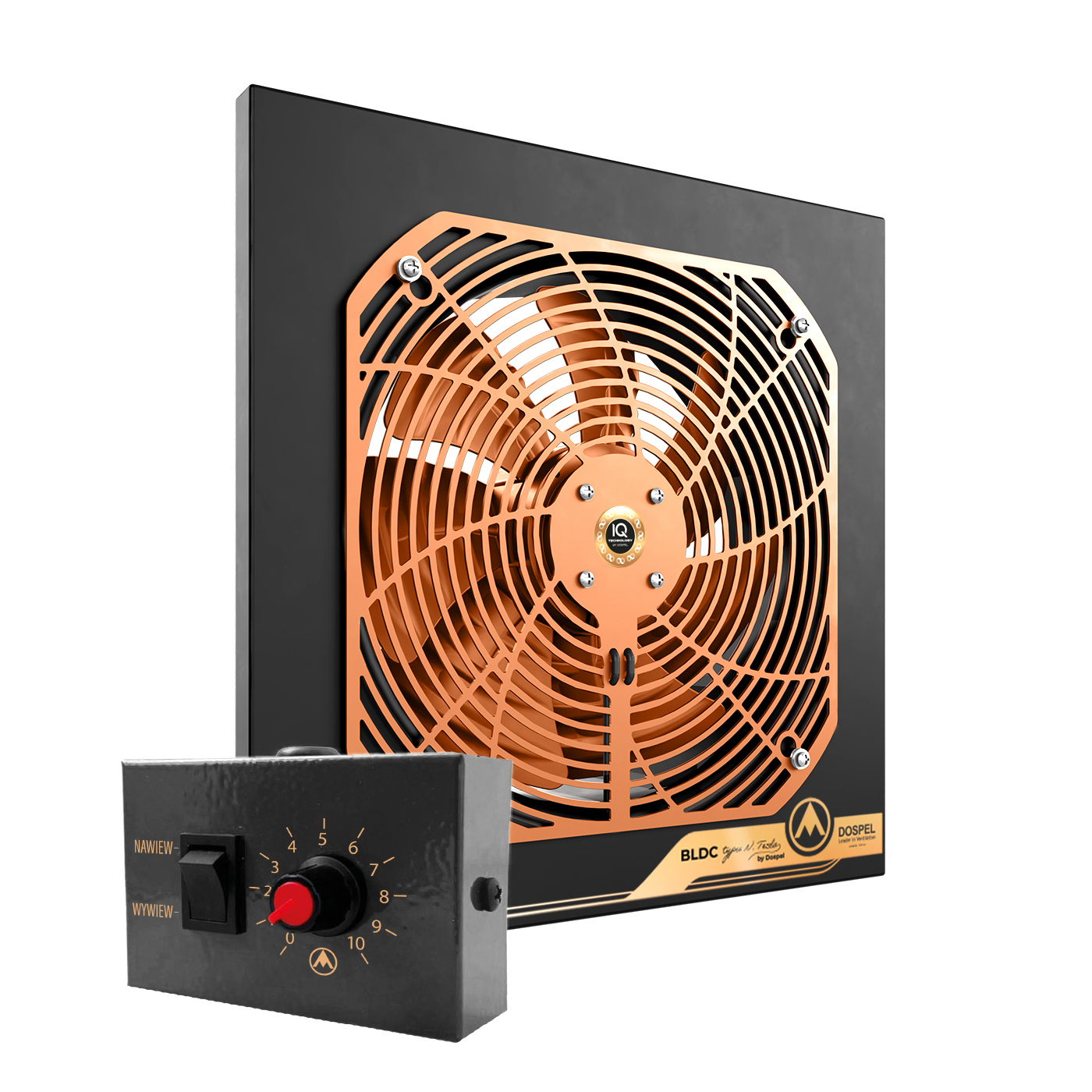 Изображение товара Промышленные осевые вентиляторы Dospel WOKS 250 BLDC Gold IPx4 черный/золотистый