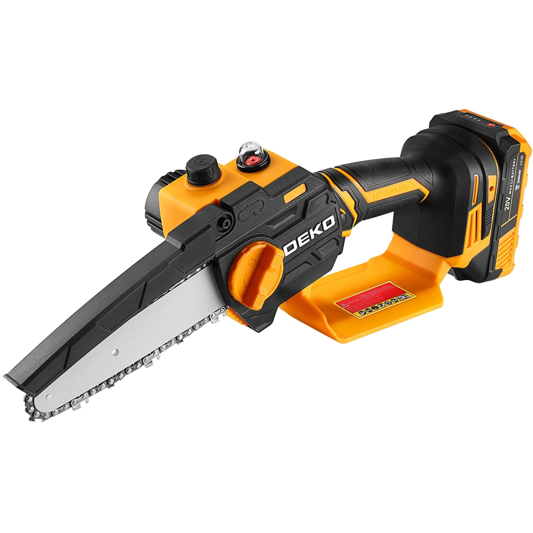 Изображение товара Аккумуляторная цепная пила Deko DKCHS 20-6 20 В с шиной 15,2 см компактная
