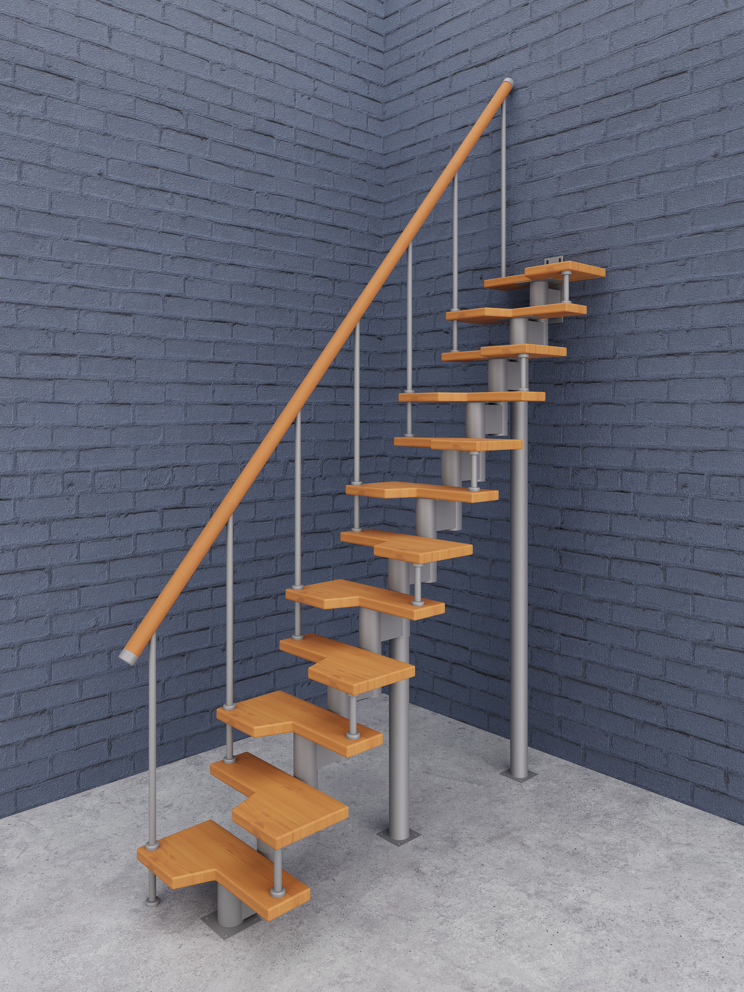 Изображение товара Модульная лестница Стамет Престиж Мини прямой 2200мм цвет серый