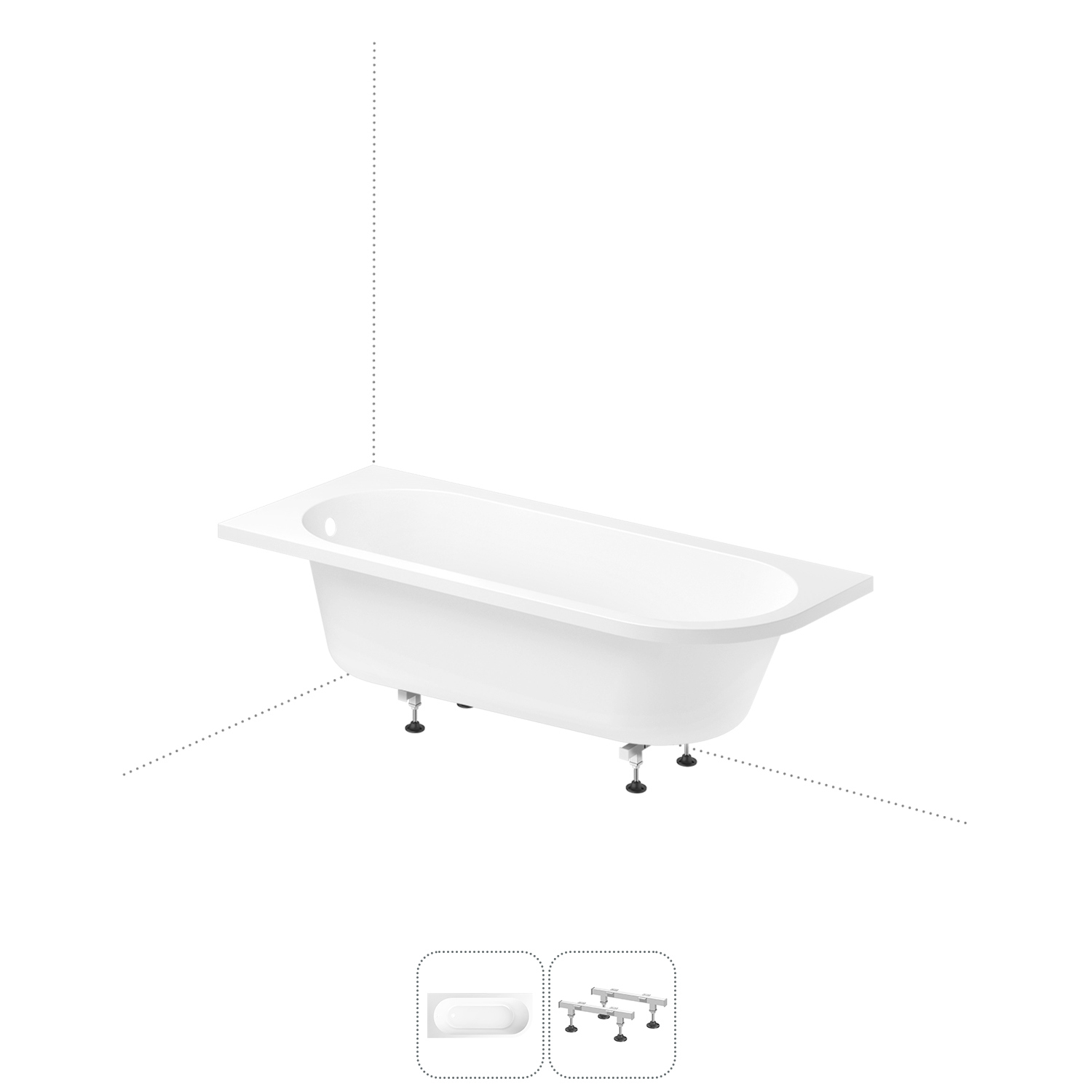Изображение товара Ассиметричная ванна Lavinia Boho Art II S1-3713170L литьевой акрил 170x72.5 см левый разворот. с усиленными металлическими ножками