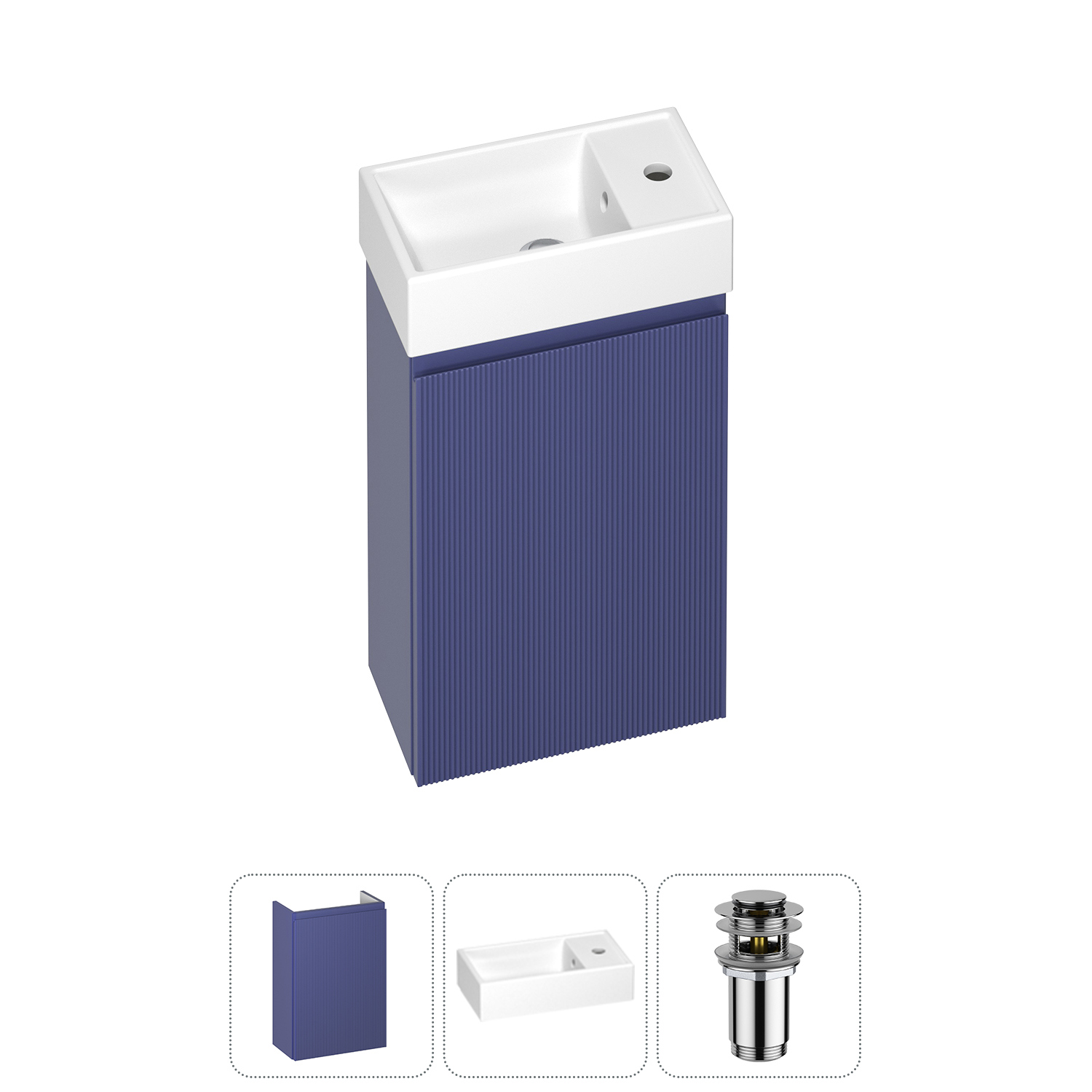 Изображение товара Тумба с раковиной Wellsee WC Area 20216825R, подвесная, синяя