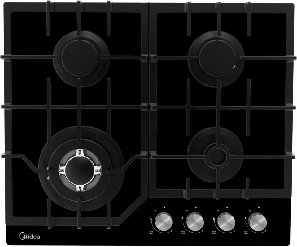 Изображение товара Газовая варочная панель Midea MG643TGB 60 см 4 конфорки цвет черный