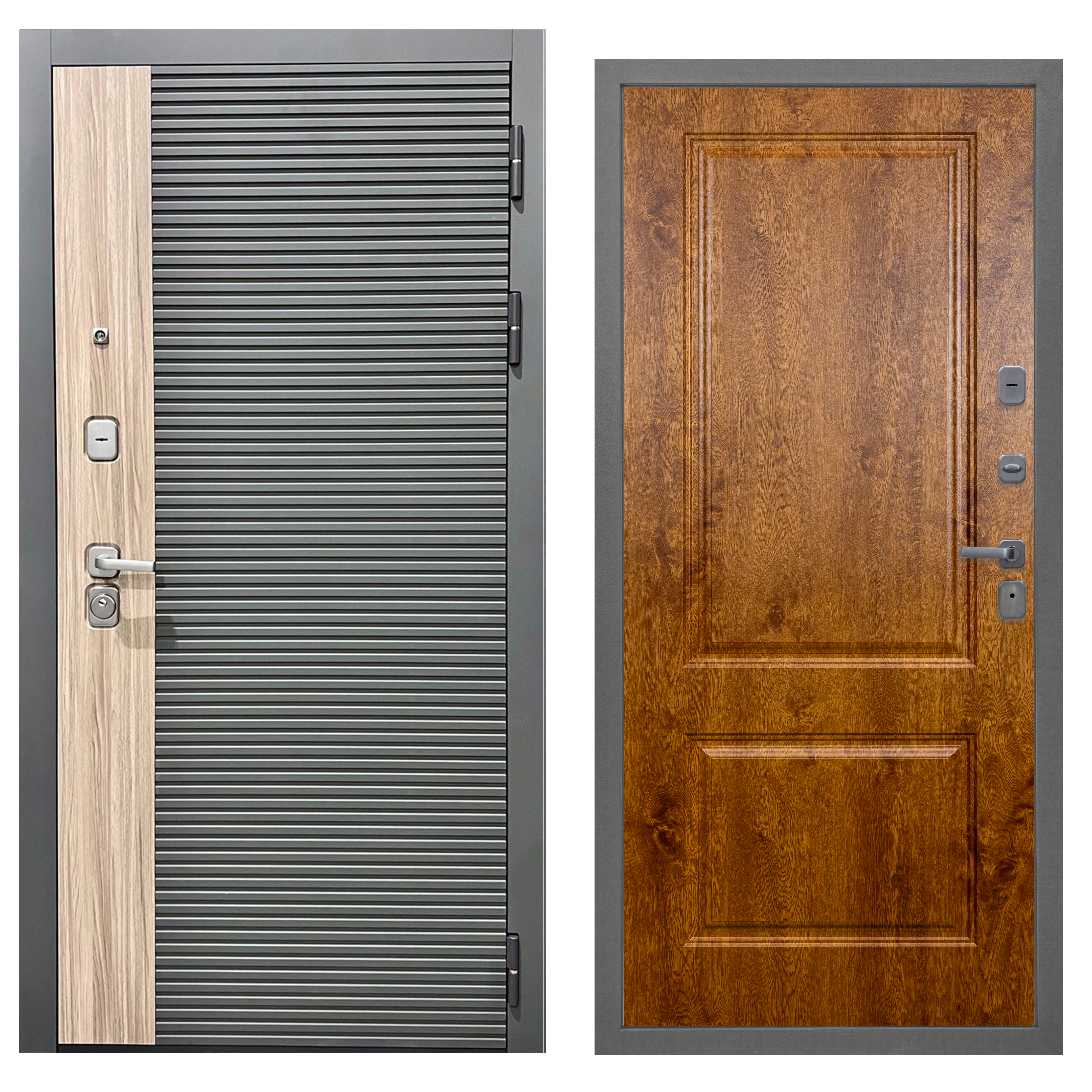 Изображение товара Входная дверь Diva-76 для квартиры, дуб/серый, 90x200 см, 1/2 замка