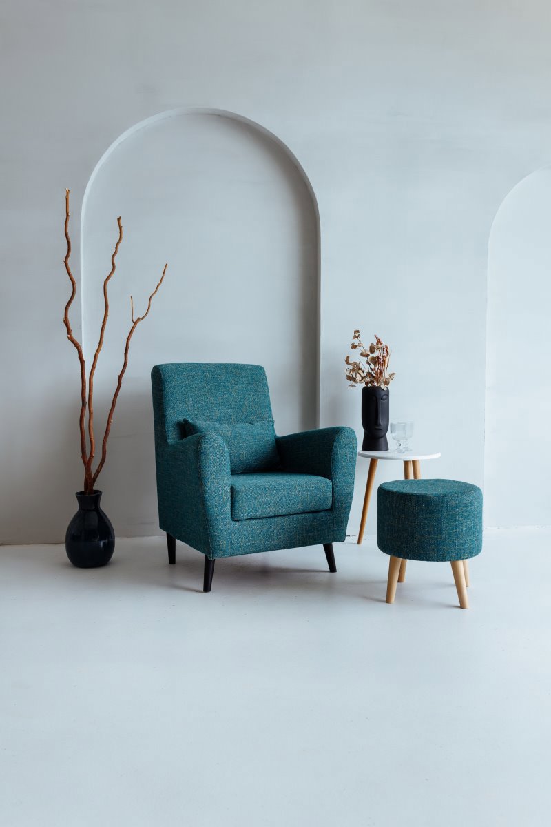 Изображение товара Кресло Диван не мебель Либерти 75x90x70 см рогожка цвет темно-зеленый;синий