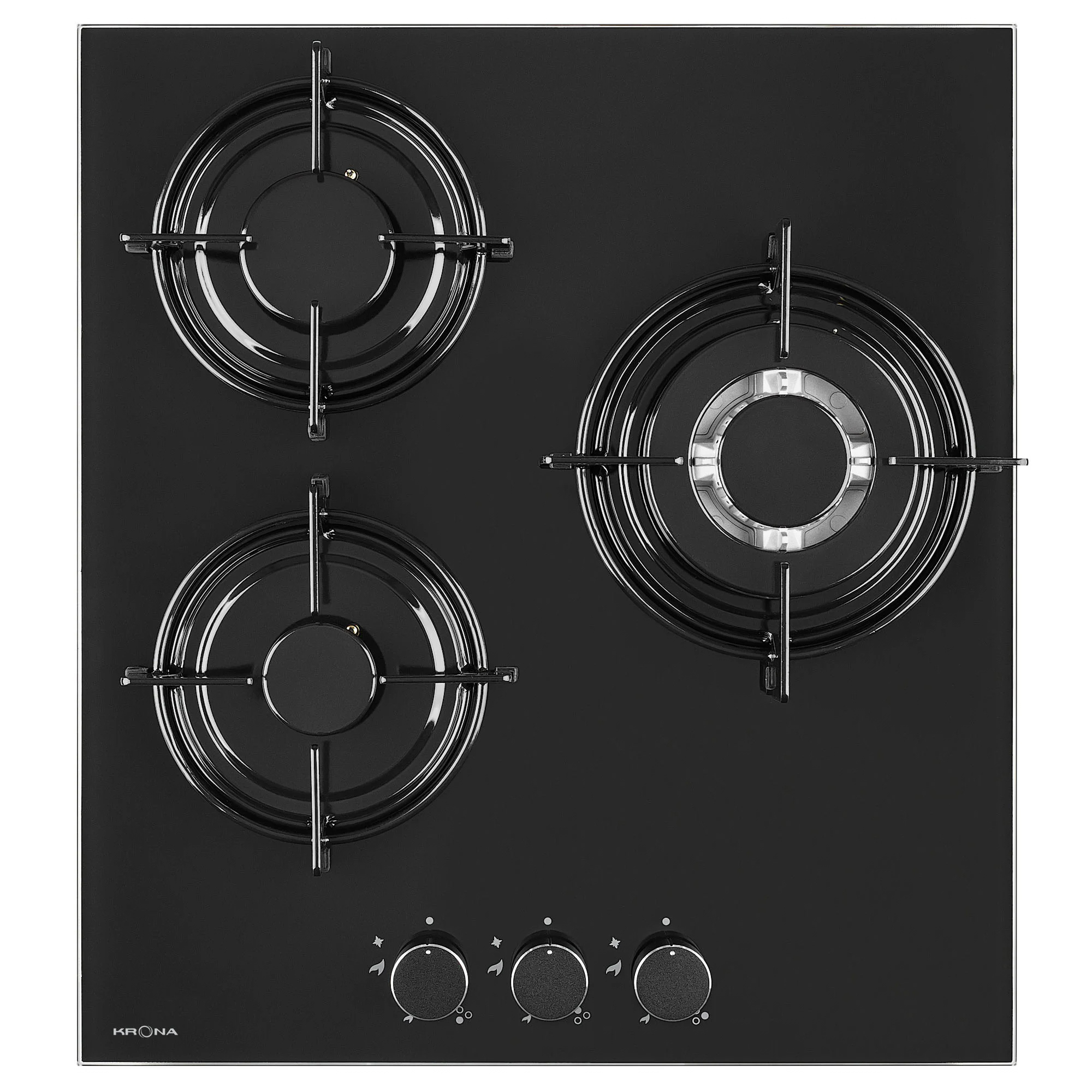 Изображение товара Газовая варочная панель Krona CORTESIA 45 BL 411809 46 см 3 конфорки цвет черный