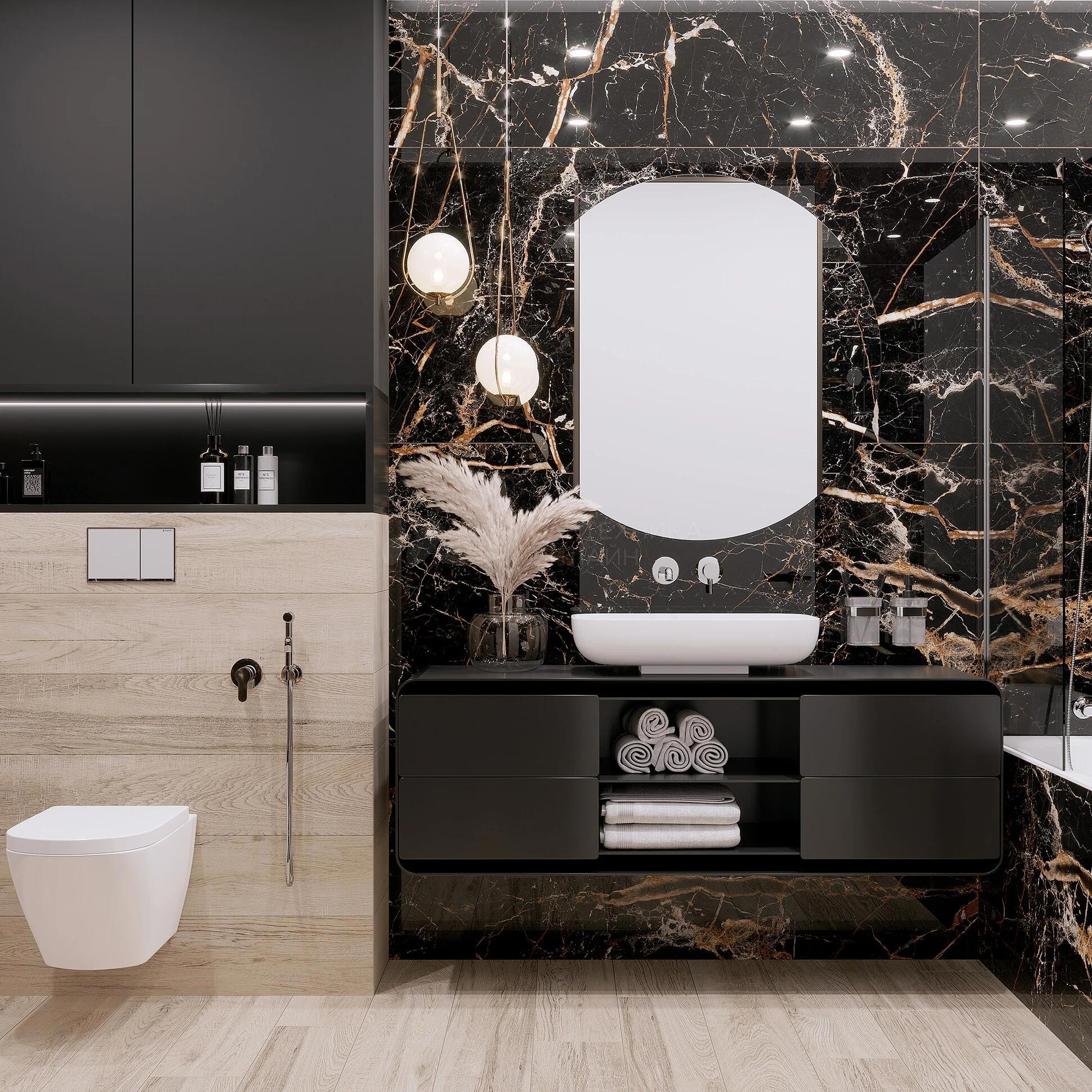 Изображение товара Керамогранит КЕРАМОПРО Мрамор ANALIYA BLACK 60x120 см для интерьера и улицы