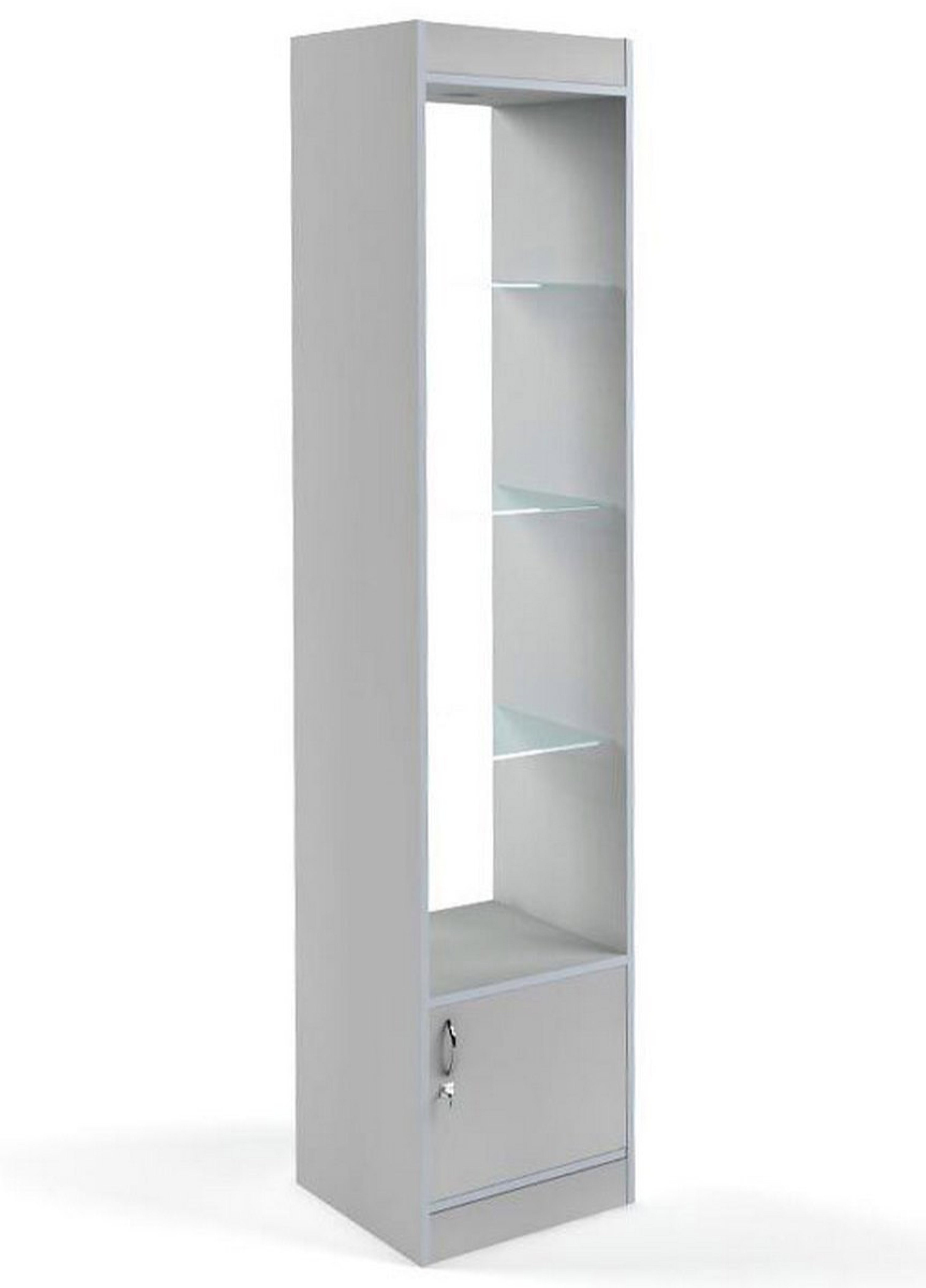 Изображение товара Шкаф-витрина 45x200 см Универсал №162-45 с стеклянными и ЛДСП полками серый