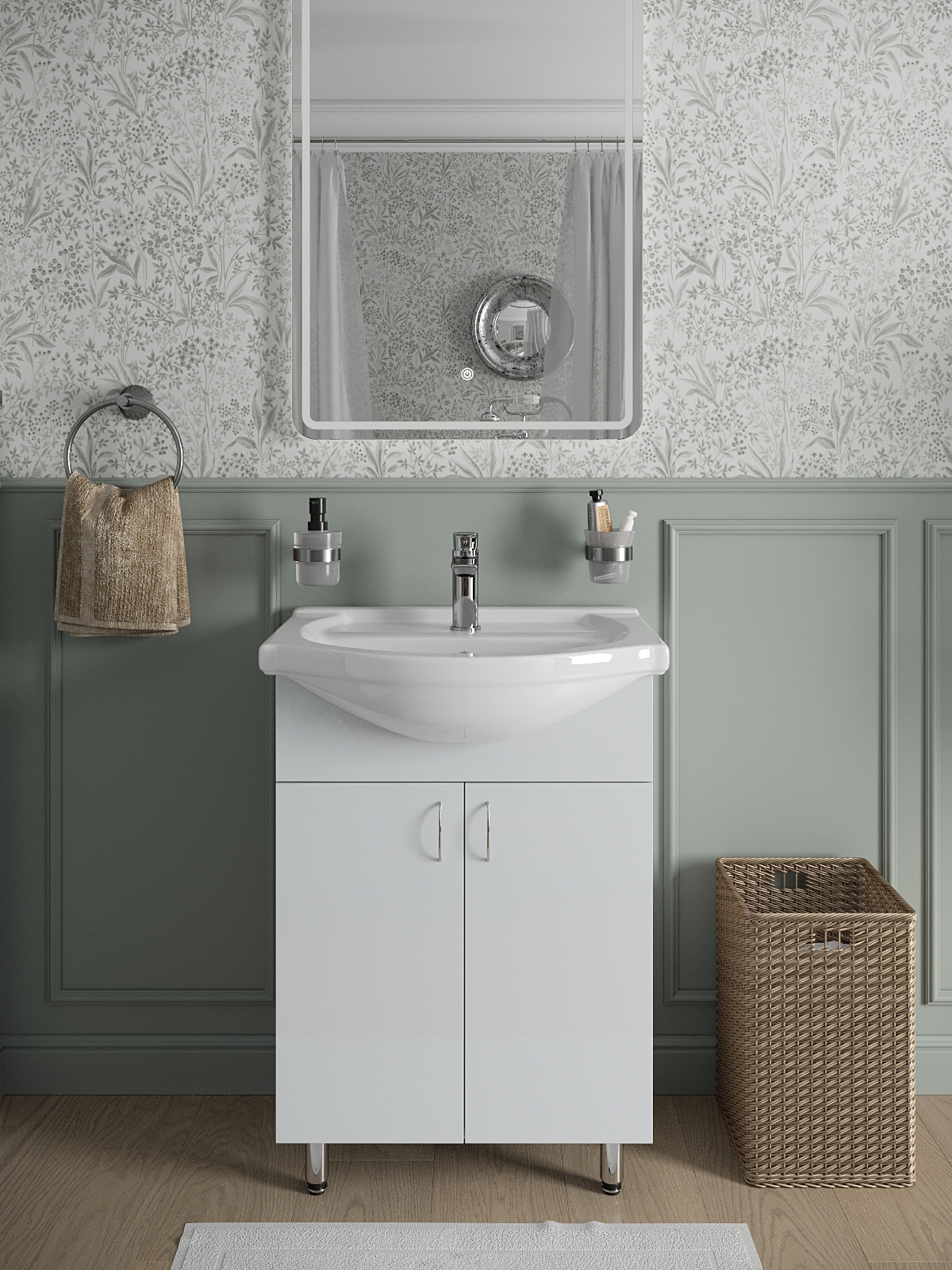 Изображение товара Тумба с раковиной TOPLINE Ro FROTU0600W-R 60 см белый глянец напольная