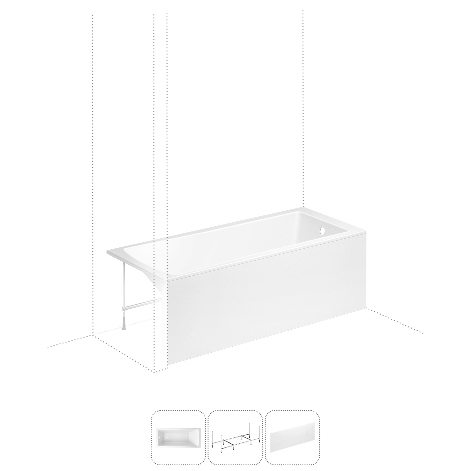 Изображение товара Прямоугольная ванна Lavinia Boho One S2-37010080 литьевой акрил 180x80 см, с металлическим каркасом и лицевом экраном