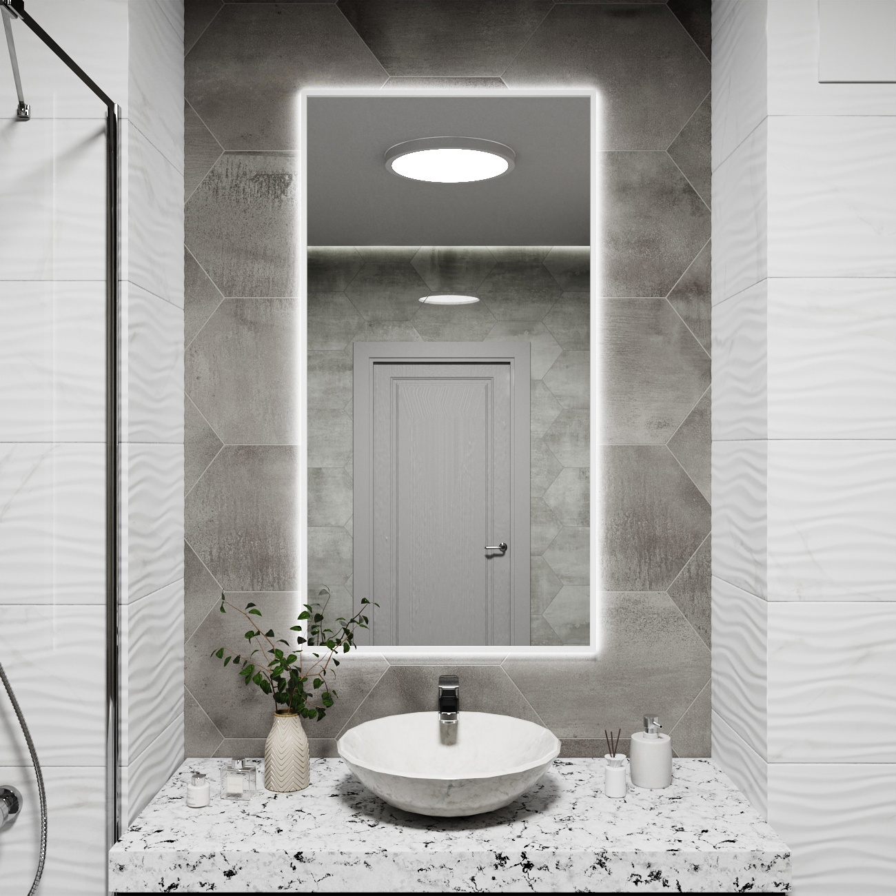 Изображение товара Зеркало со встроенной подсветкой One mirror 13070бсх 70x130 см