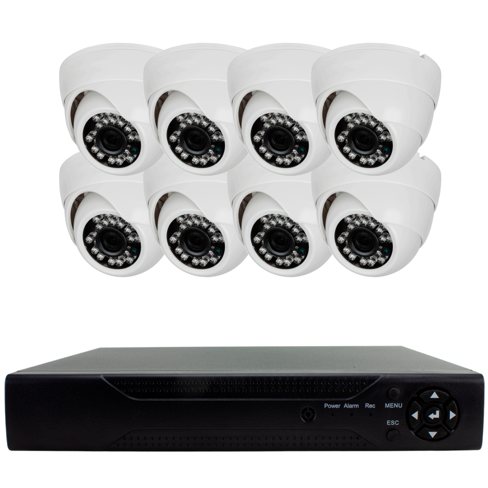 Изображение товара Комплект для видеонаблюдения AHD PS-link 8 камер для помещения 5Мп цвет белый