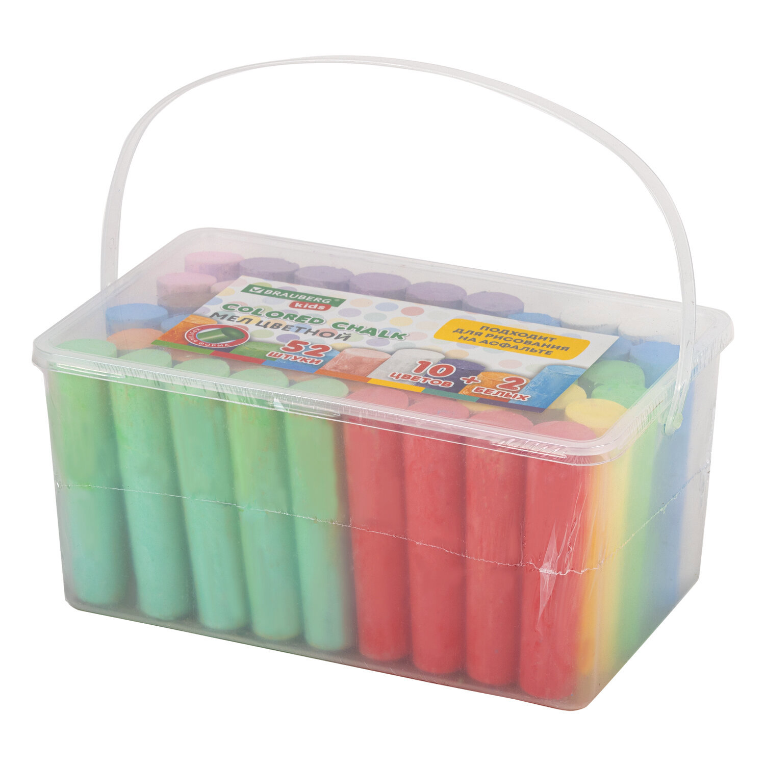 Изображение товара Мел в ведерке для рисования на асфальте Brauberg Kids 272774, 52 шт