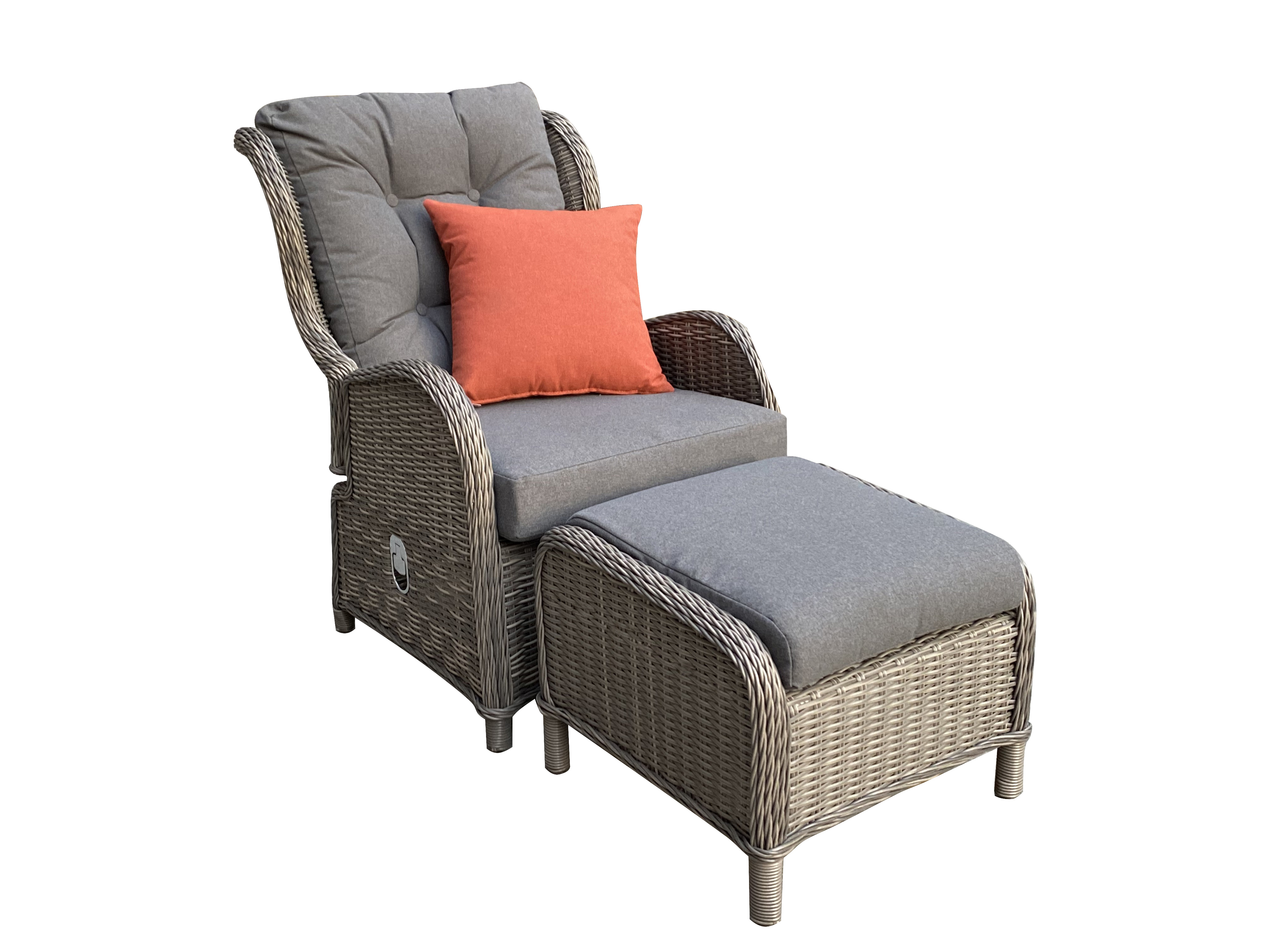 Изображение товара Стильное садовое кресло с откидной спинкой и пуфом GL7026A из искусственного ротанга