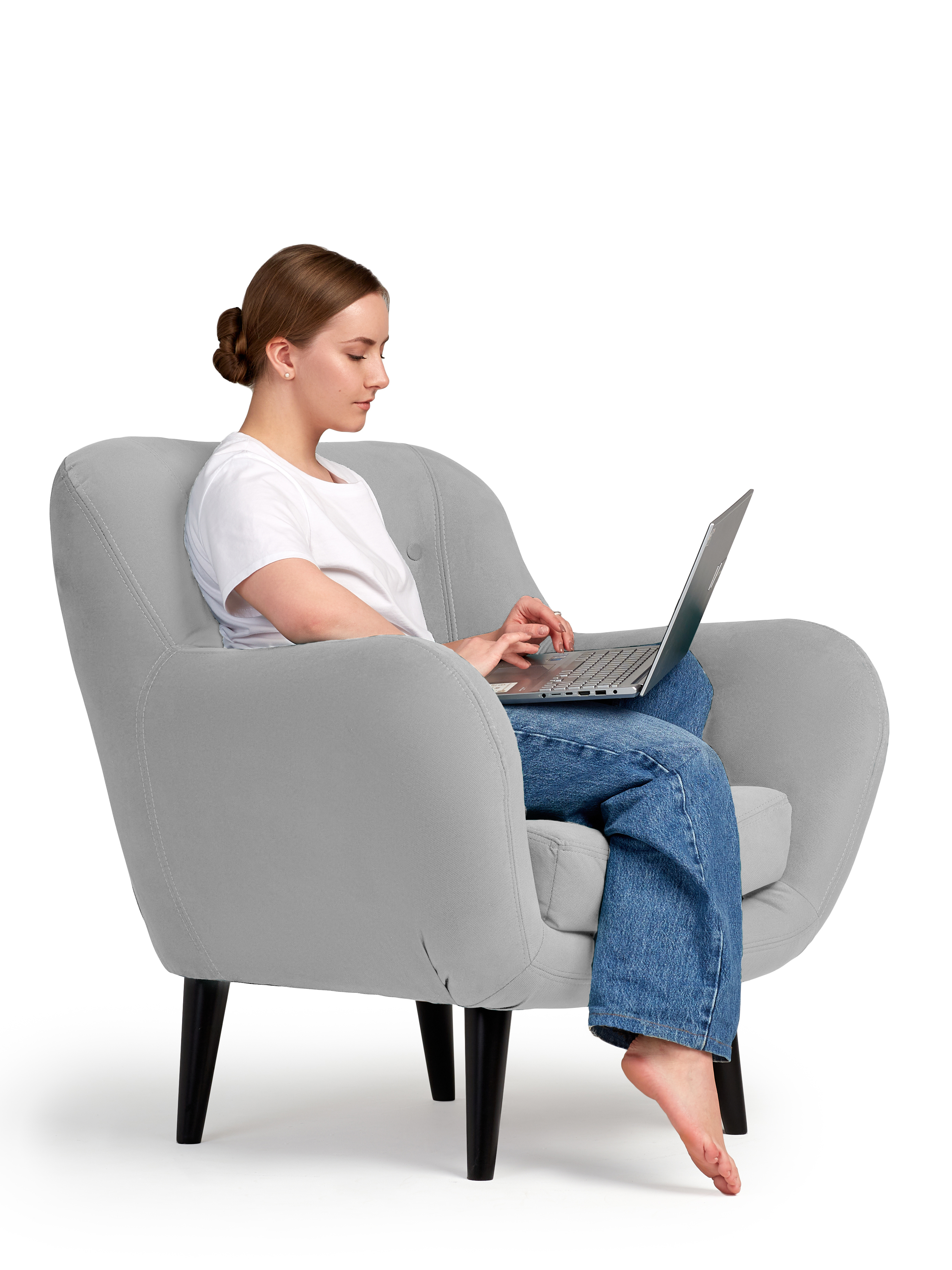 Изображение товара Кресло Элефант велюр светло-серого цвета - комфорт и стиль для любого интерьера