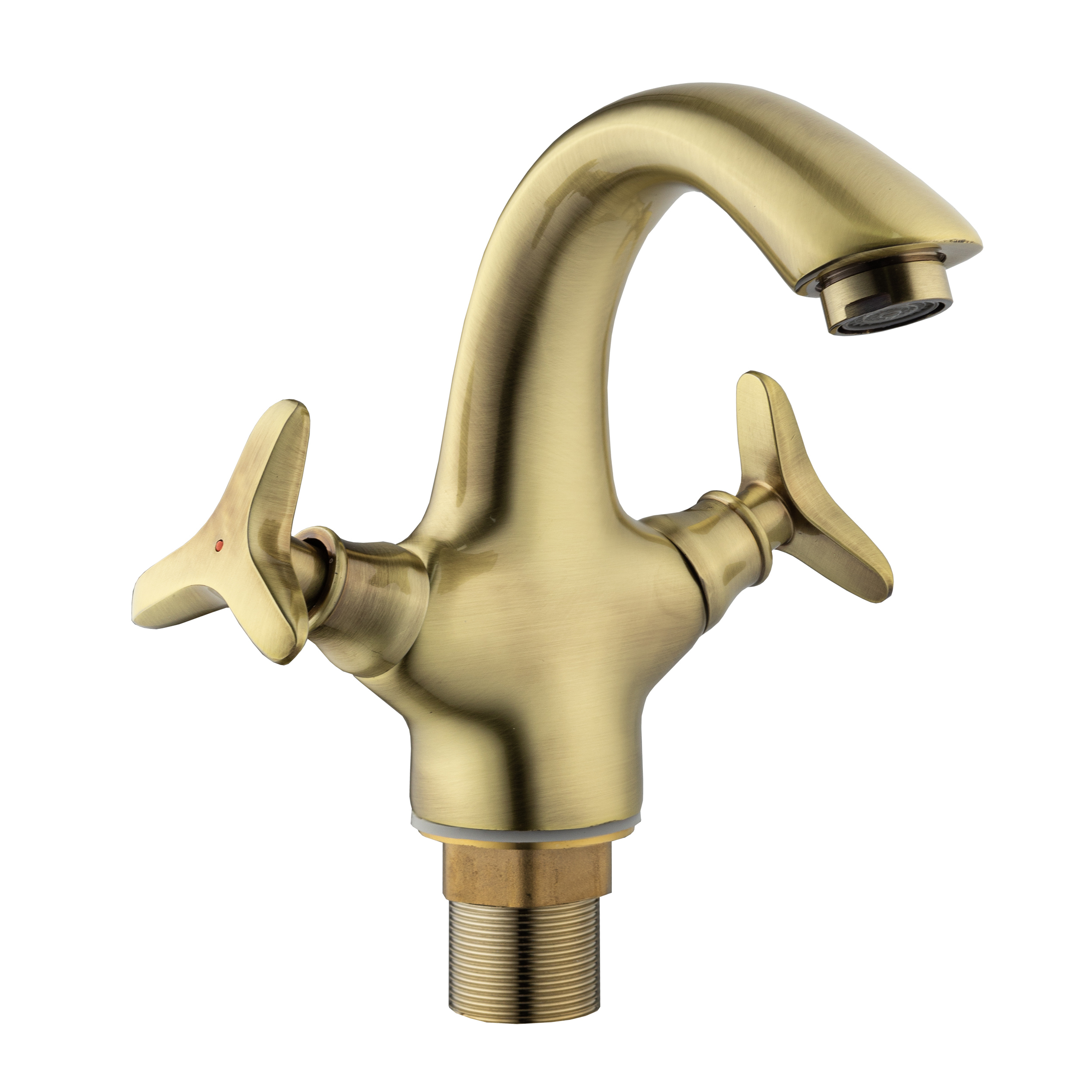 Изображение товара Смеситель для раковины Potato P10323-2 двухвентильный широкий излив с вентильными ручками цвет бронза