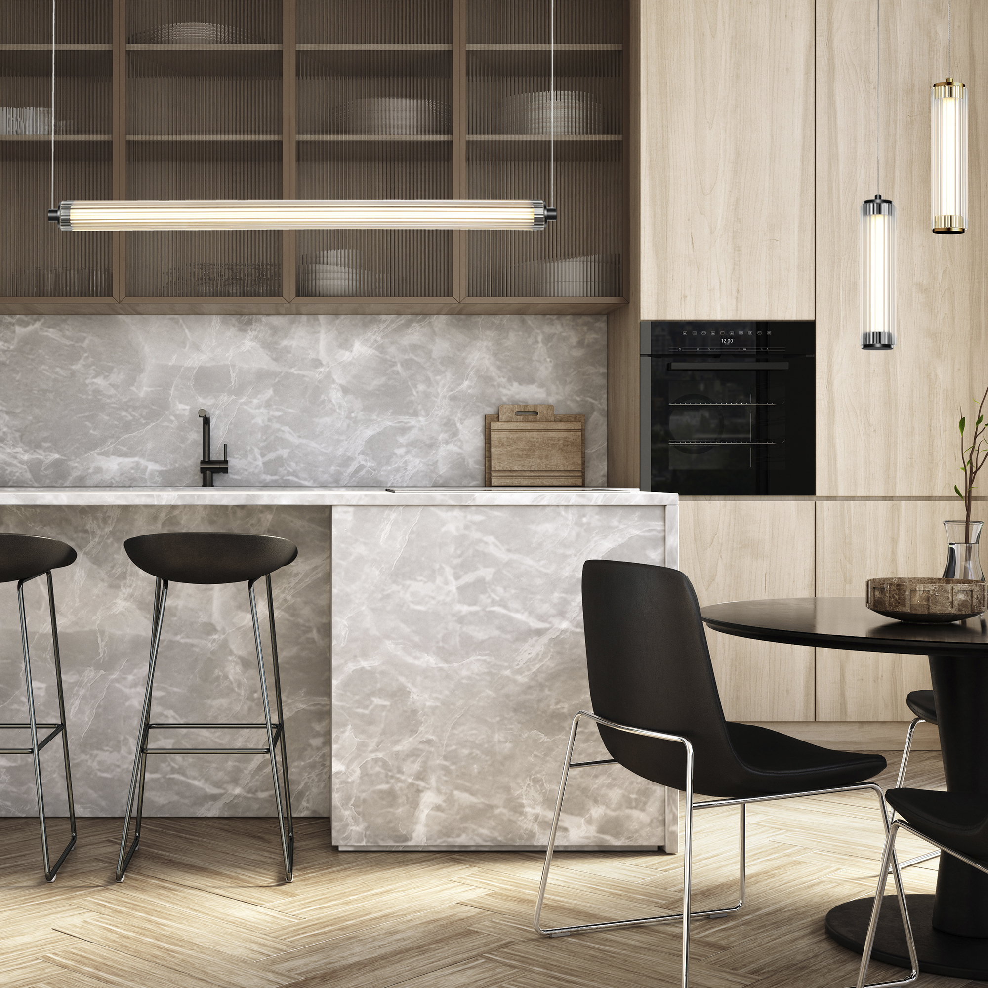 Изображение товара Светильник подвесной светодиодный St luce Bamboo Sl6224.303.01 3 м² теплый белый (желтый) свет цвет золотистый