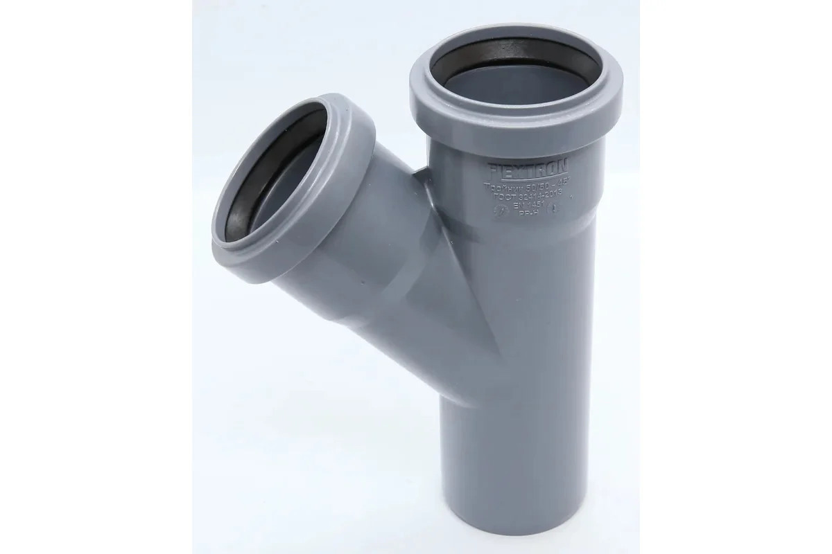 Изображение товара Тройник канализационный Flextron 50x50 мм 45° полипропилен 4 шт