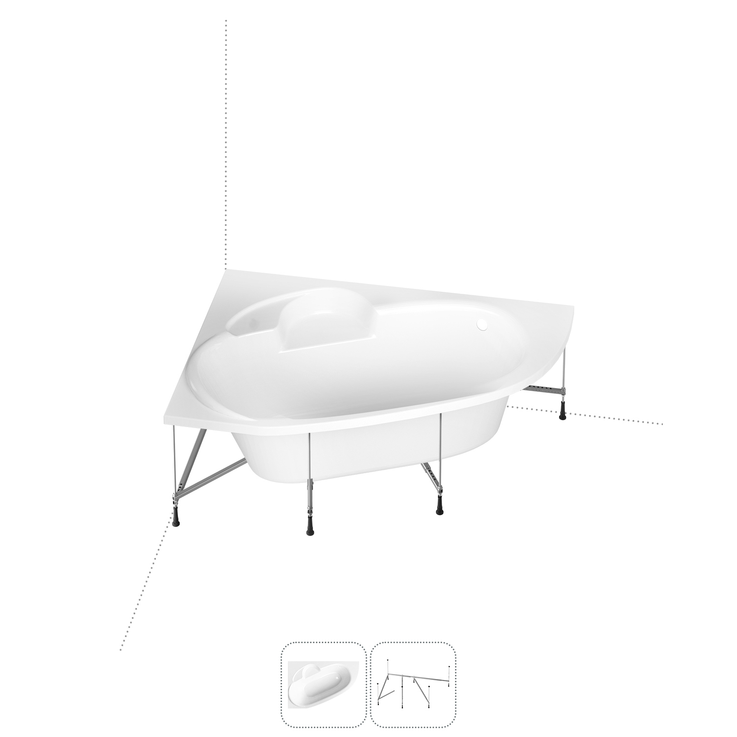 Изображение товара Угловая ванна Lavinia Boho Bell Pro S1-3702150L литьевой акрил 150x100 см левый разворот, с усиленным металлическим каркасом