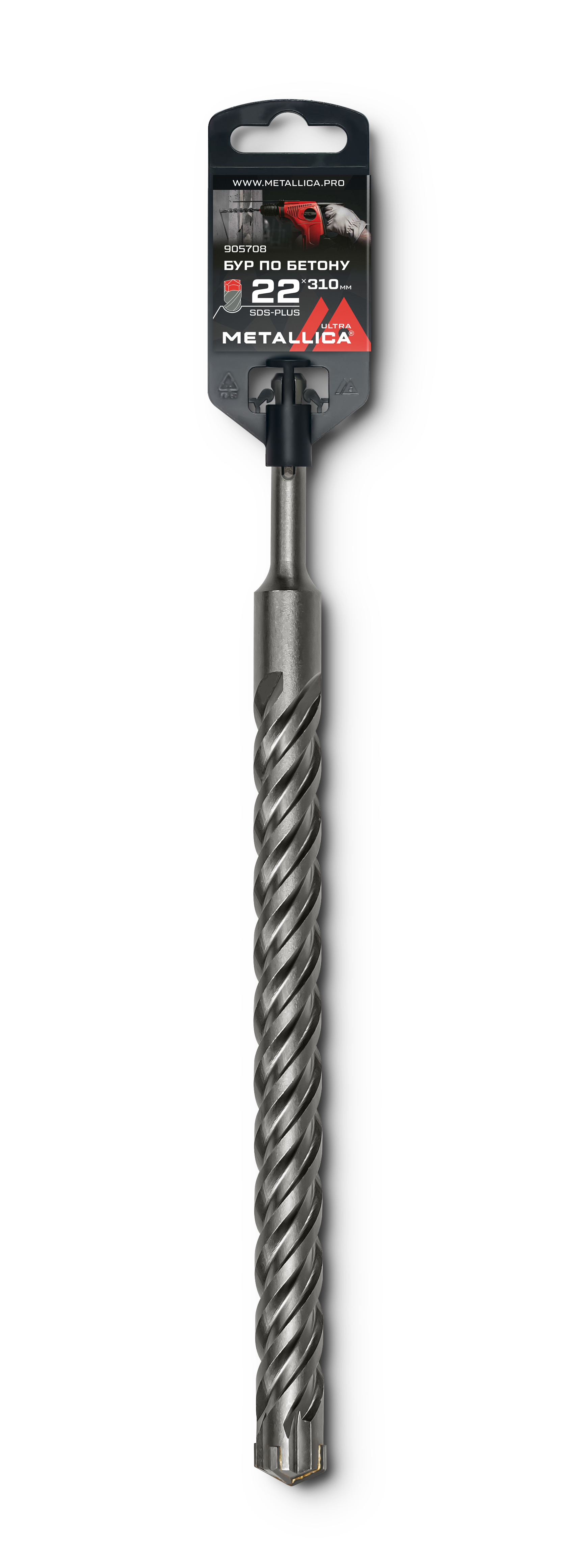 Изображение товара Бур по железобетону SDS Plus Metallica 905708 22x310 мм для ударных перфораторов