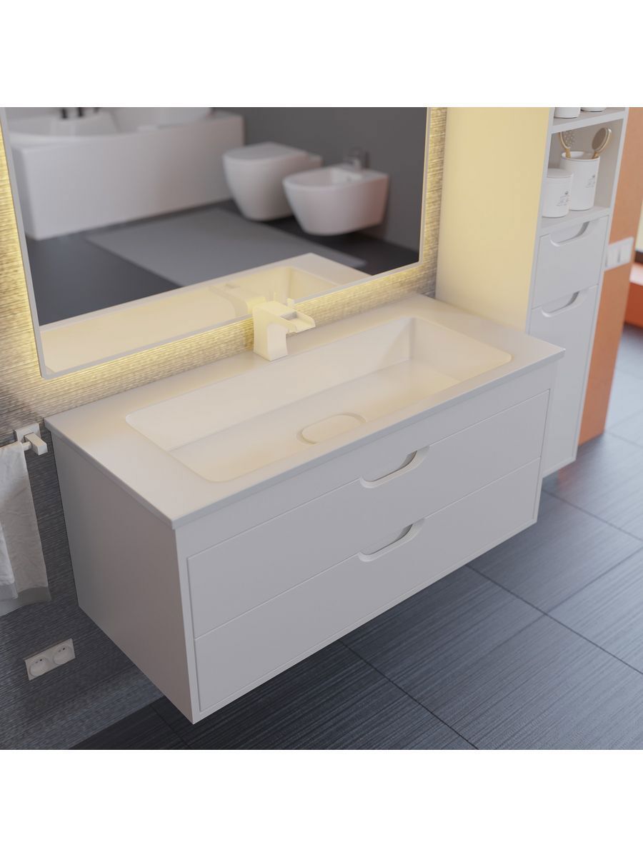 Изображение товара Подвесная тумба под раковину Uperwood Modul 2930205254 95.8 см белая глянцевая