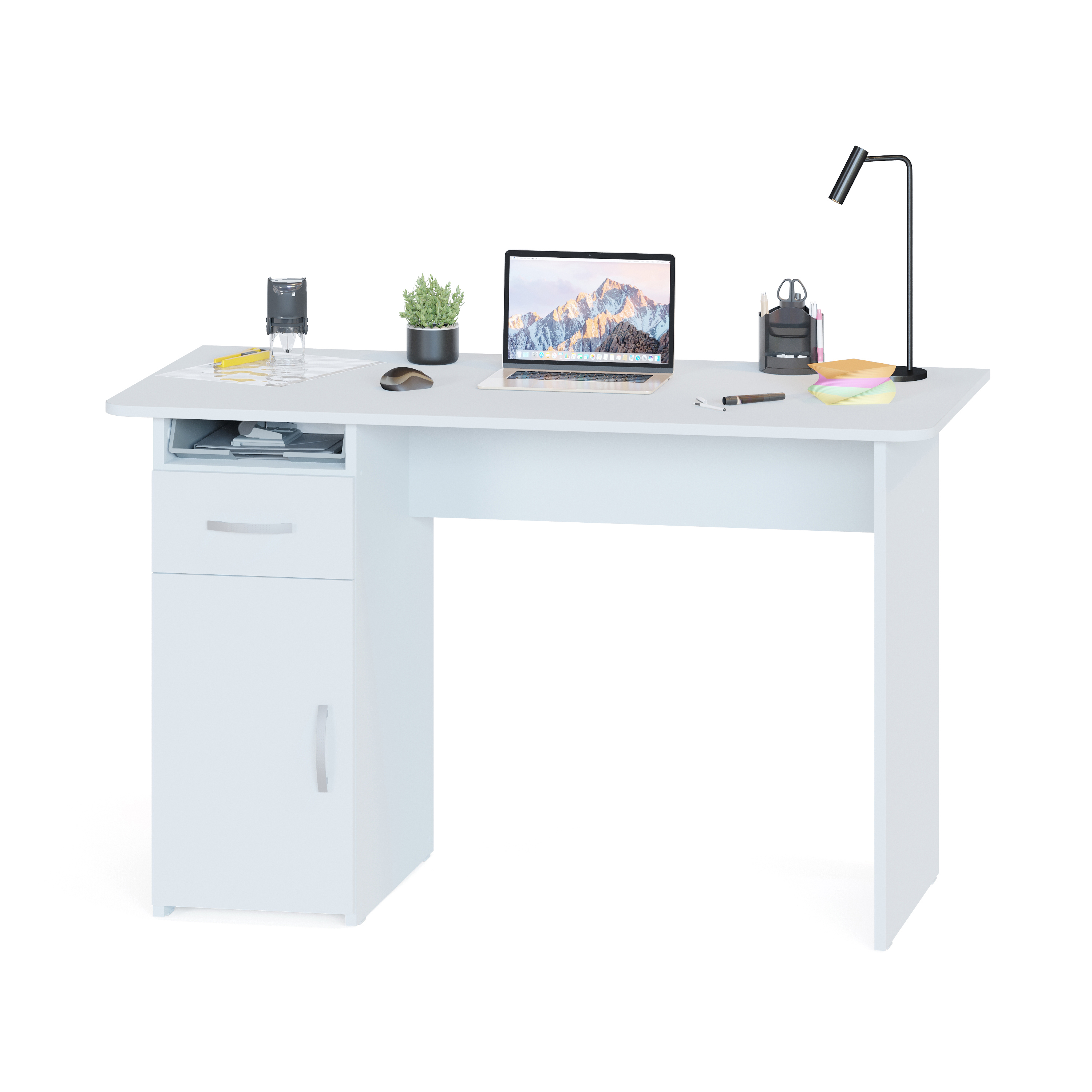 Изображение товара Стол СОКОЛ-Т СПм-03.1 белый 120x74x60 см с тумбой из ЛДСП