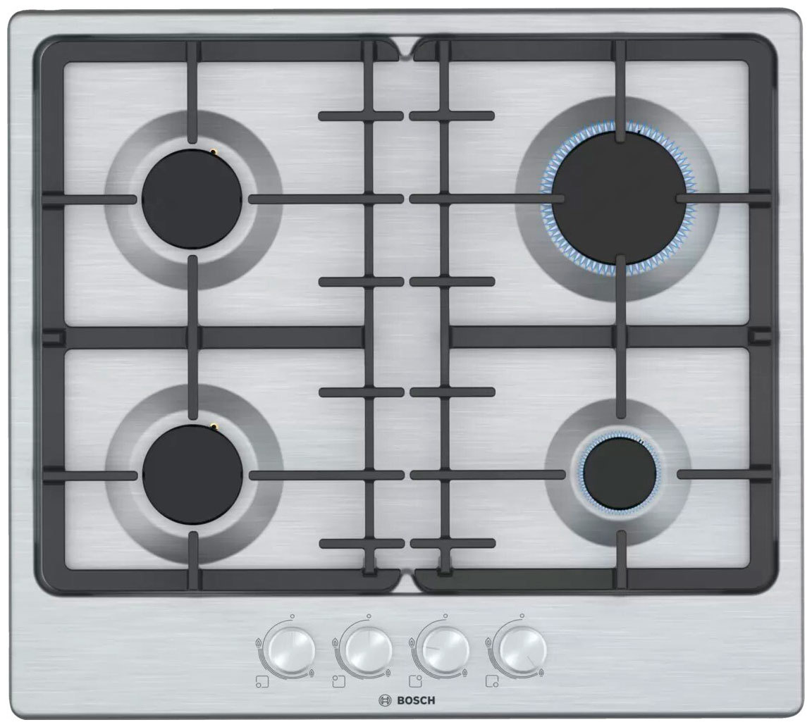 Изображение товара Газовая варочная панель Bosch Serie 4 PGP6B5O93R нержавеющая сталь 4 конфорки