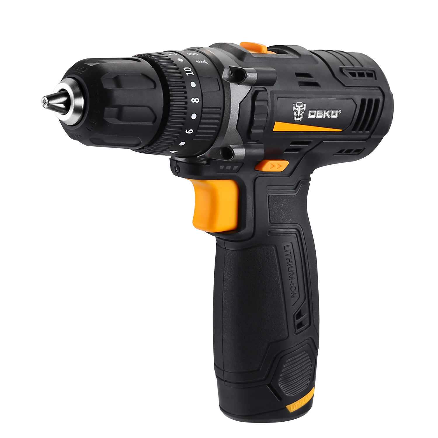 Изображение товара Дрель-шуруповерт аккумуляторная ударная Deko GCD12DU SET4 063-4038, 12 В Li-Ion 2x2 Ач с набором оснастки 13 предметов