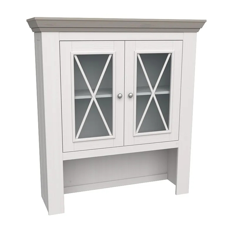 Изображение товара [Комод-витрина] ДОМ МЕБЕЛИ ИЗ СОСНЫ Велюз Белый воск/Серый Антрацит 109x34 см