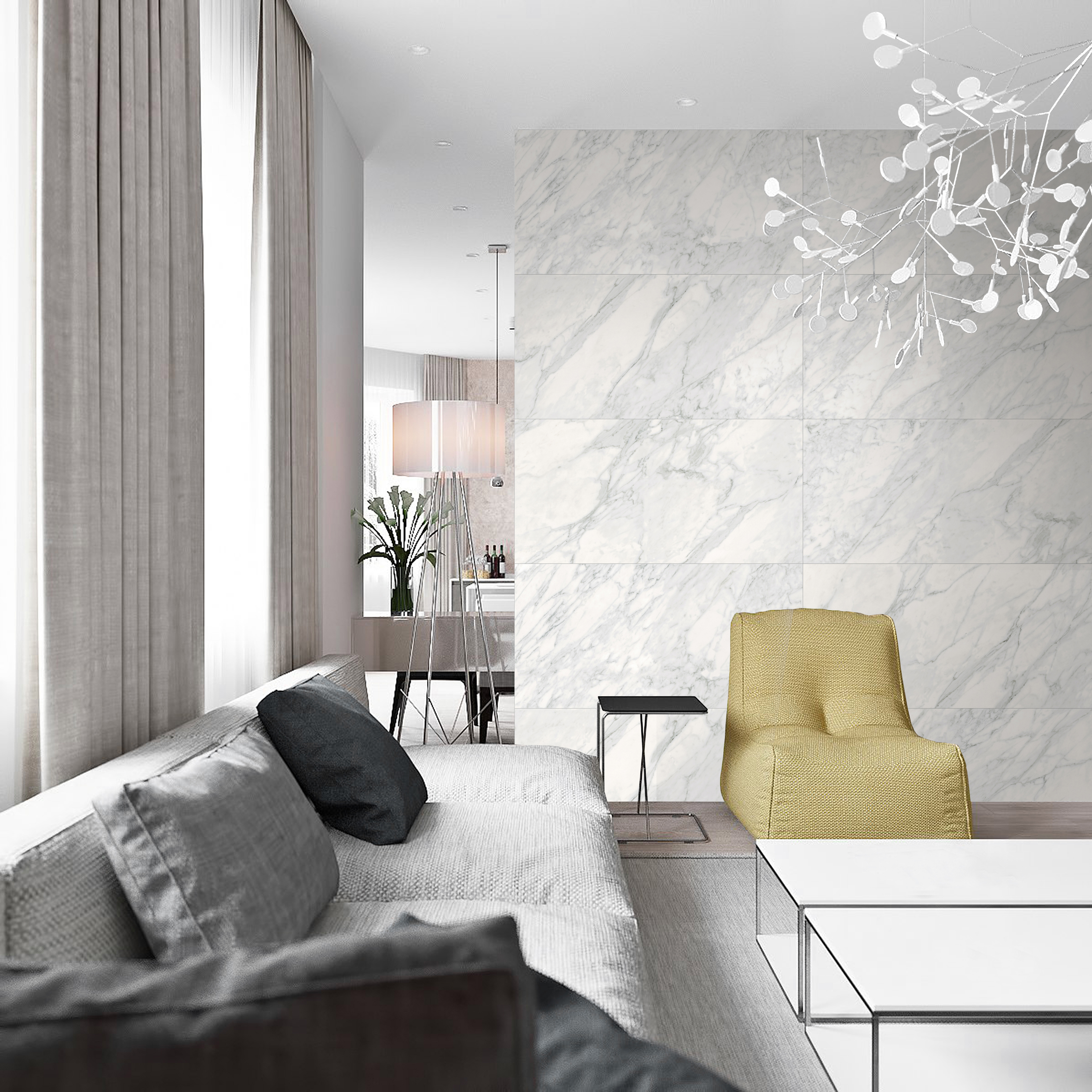 Изображение товара Керамогранит Керамин Фрост 60x60см серый Imitaция мрамора стильный интерьер