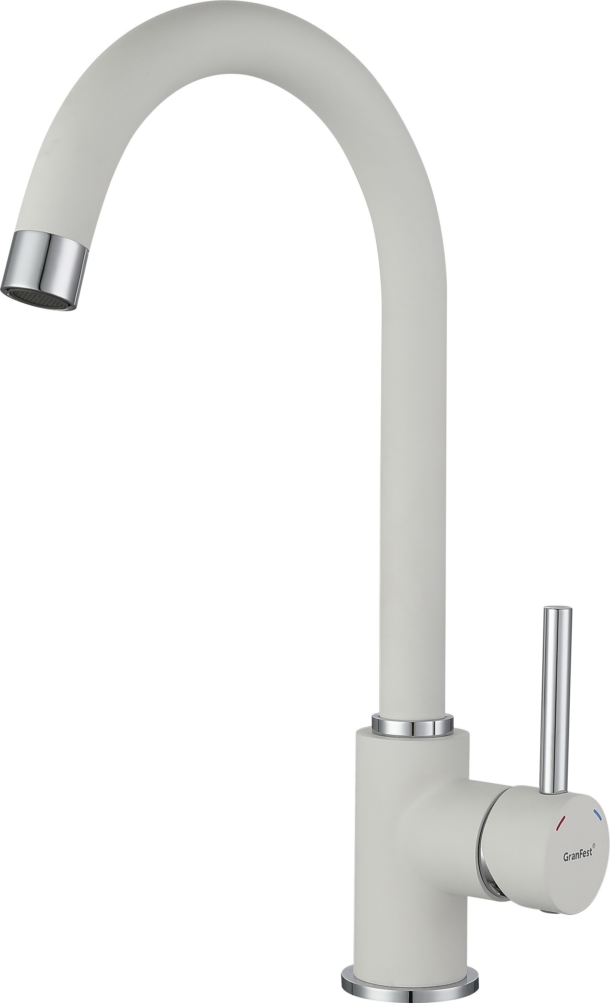Изображение товара Однорычажный кухонный смеситель Granfest 3650 белый с поворотным изливом
