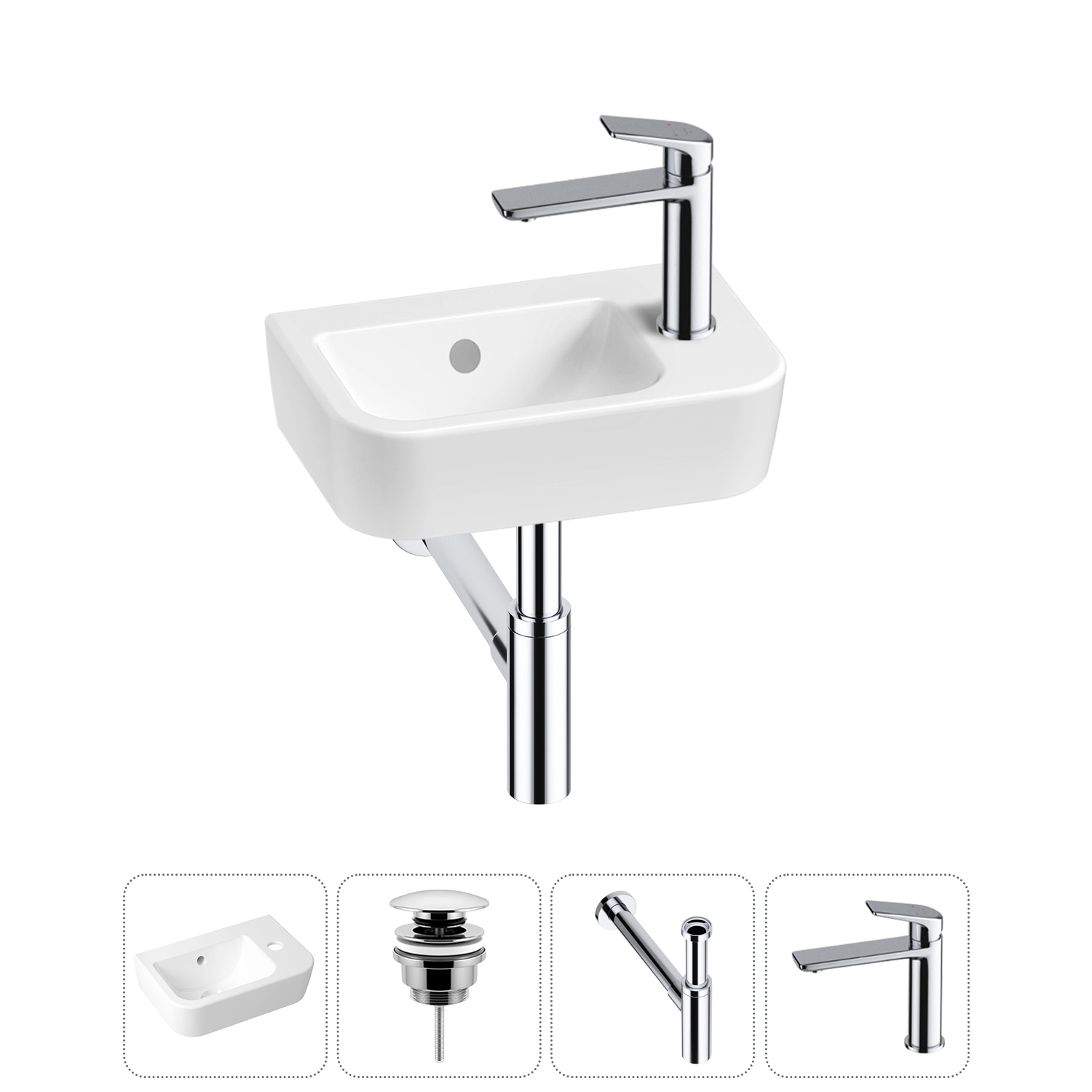 Изображение товара Раковина Lavinia Boho One 37см 4 в 1 с донным клапаном сифоном и смесителем