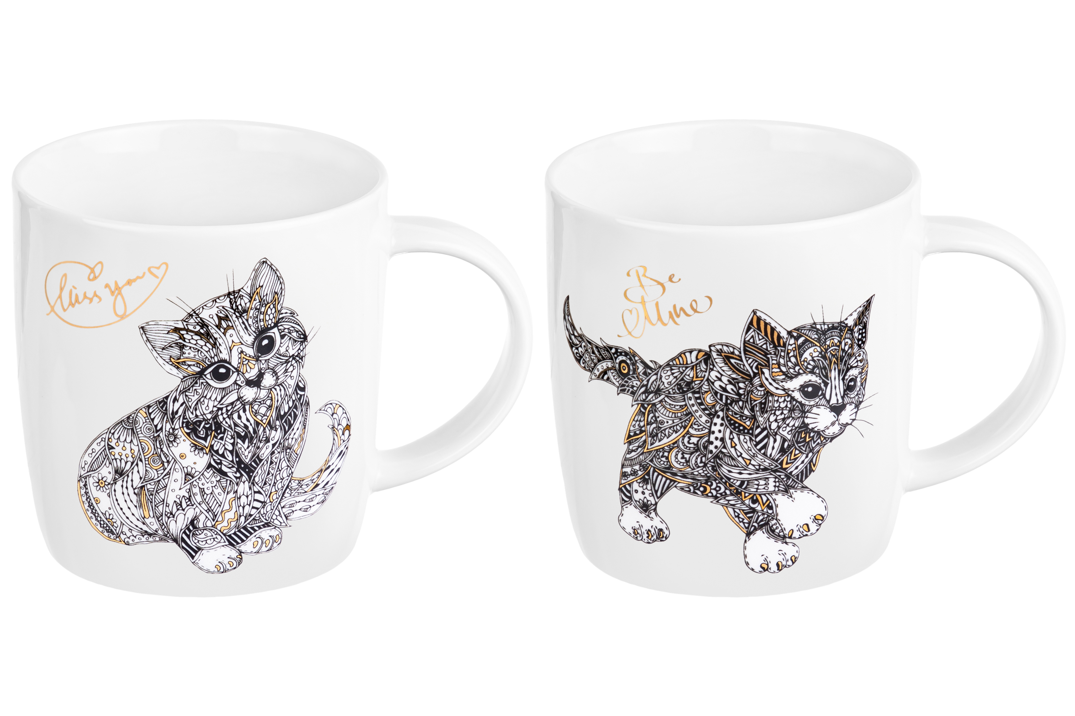 Изображение товара Набор кружек 2 шт 380 мл Elan Gallery Котята фарфор белый серый