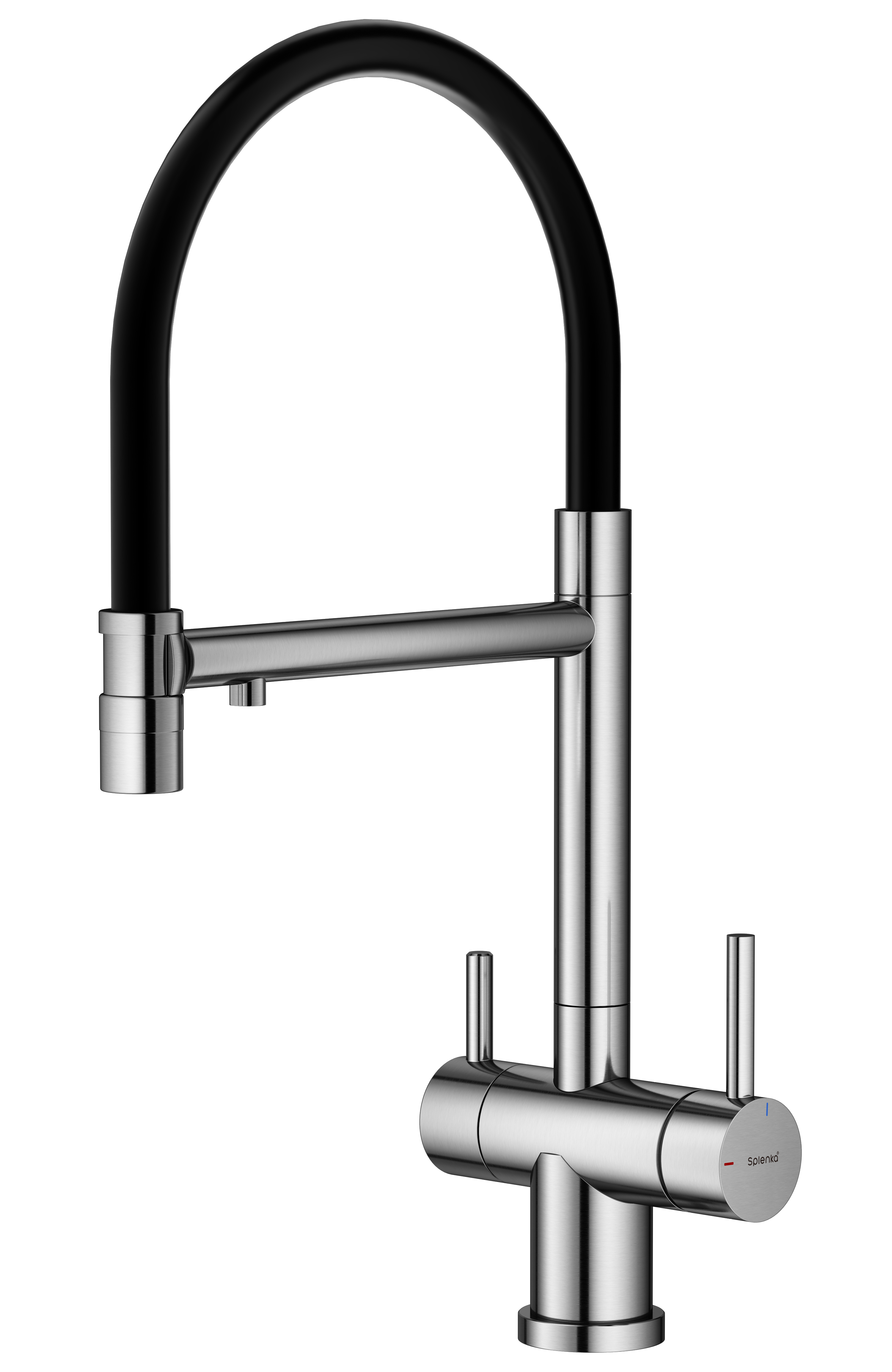 Изображение товара Смеситель для кухни S70 Splenka со съемным изливом на магните и подключением фильтра 23.10 см цвет сатин/черный