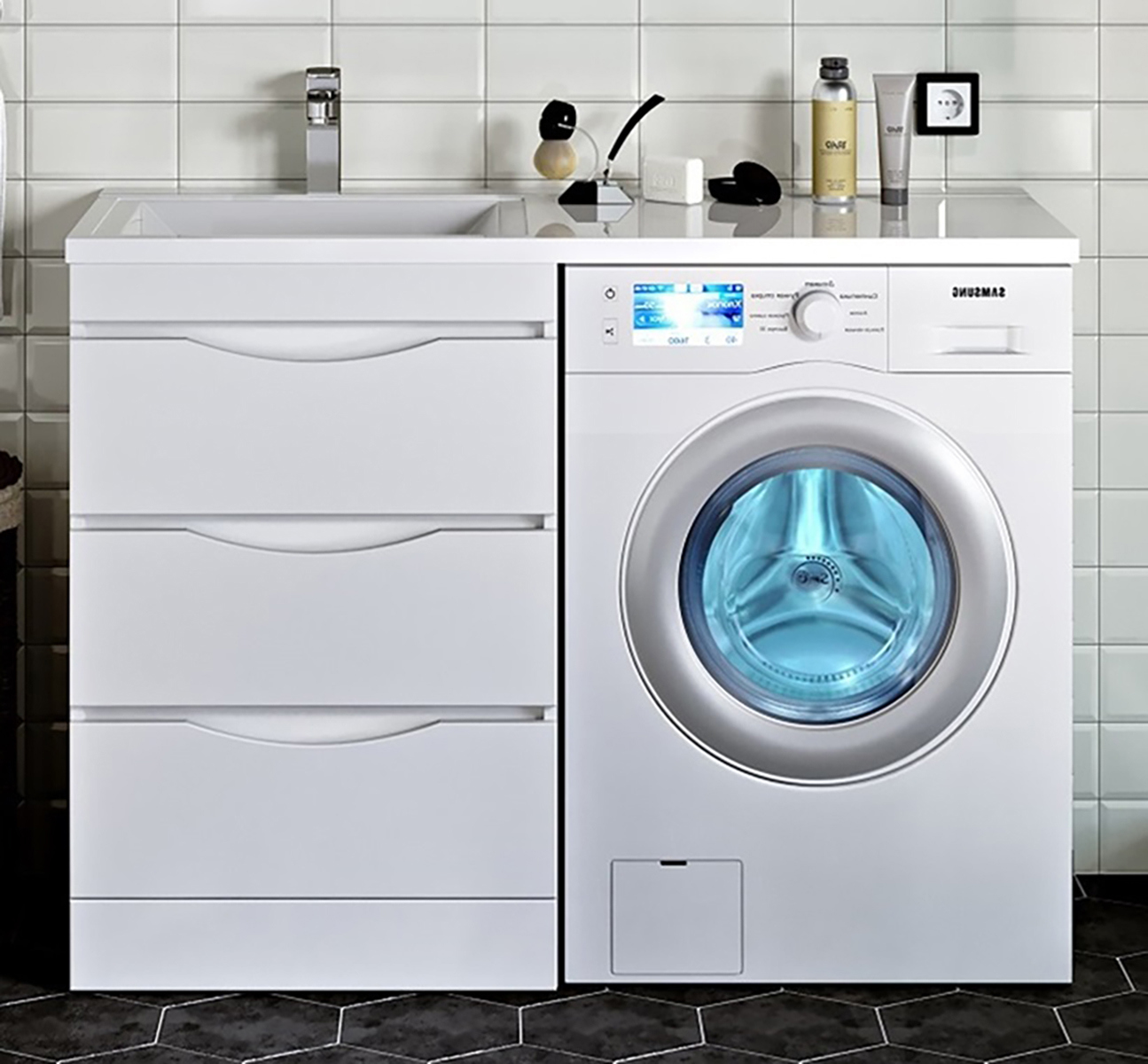 Изображение товара Тумба под раковину RUNO ОРИОН 60 см с 3 ящиками для ванной комнаты