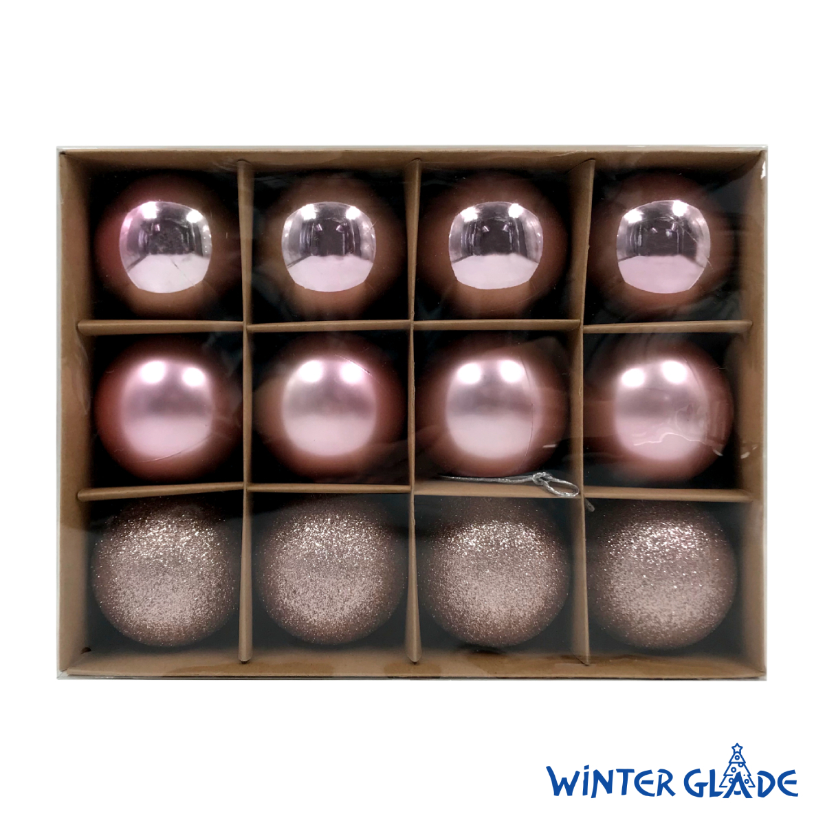 Изображение товара Набор елочных шаров Winter Glade 6 см 12 шт розовый пластиковый глянцевый