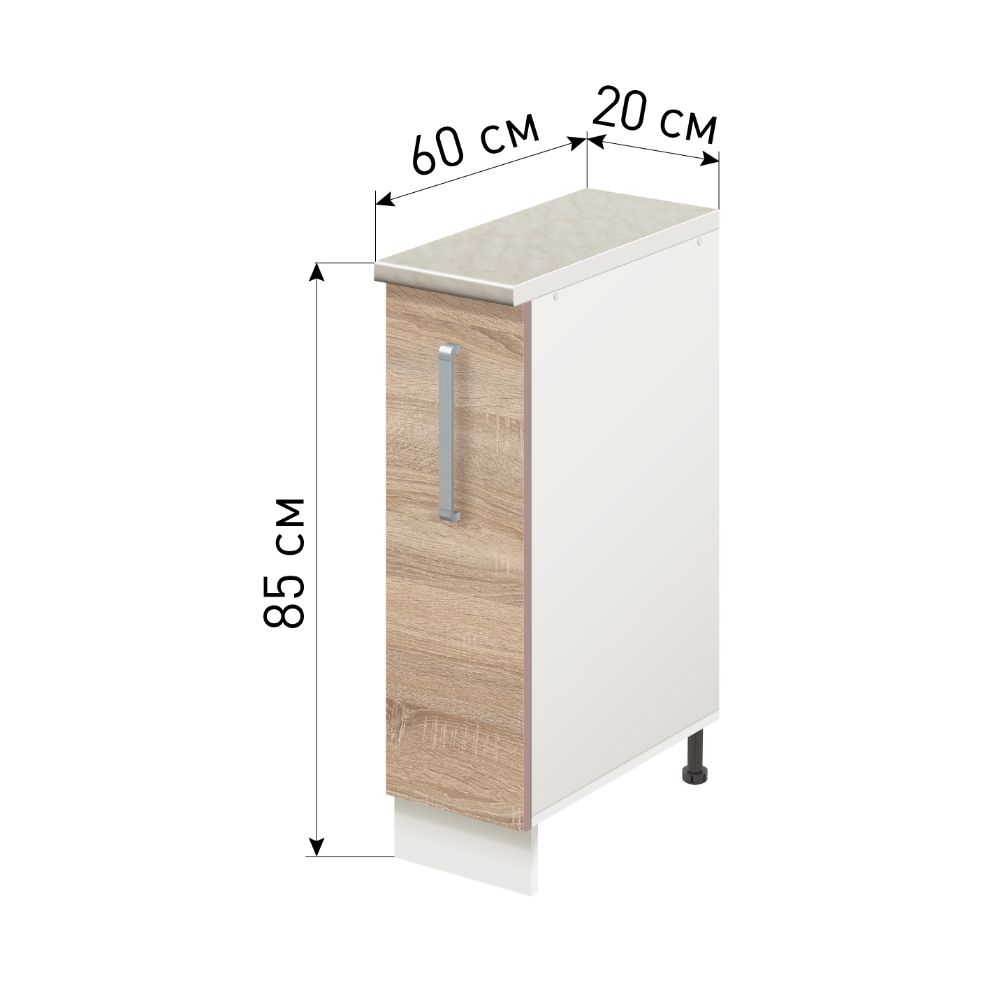 Изображение товара Напольный шкаф Стиль Лидер 20 x 85 x 60 см ЛДСП цвет дуб сонома