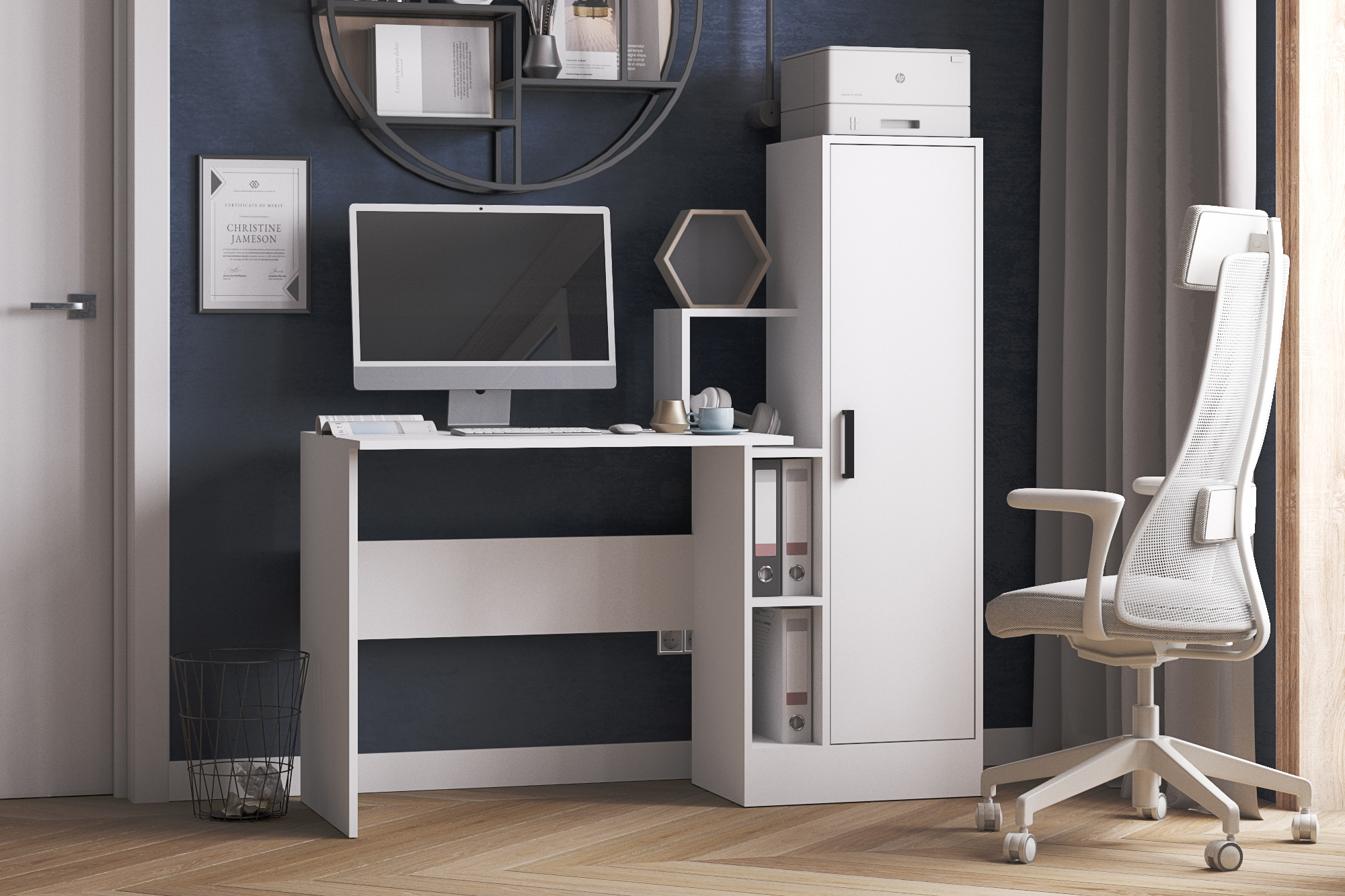 Изображение товара Компьютерный стол Микон СКМ-2Б белый ЛДСП 135x135x60 см