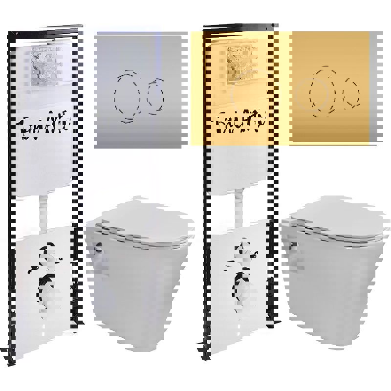 Изображение товара Комплект инсталляция и унитазом TONI ARTI TA-01 Lamoli с клавишей Tocco TA-0065 с сиденьем с микролифтом