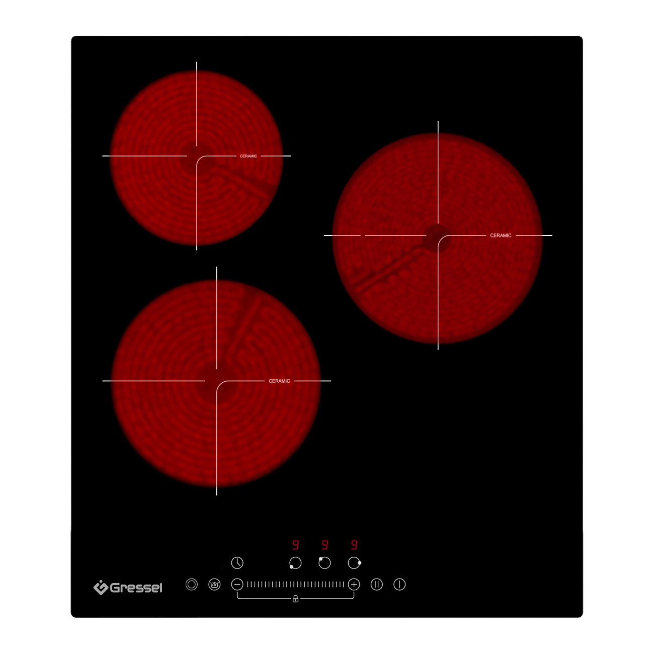 Изображение товара Электрическая варочная панель Gressel U45D29S100 45 см 3 конфорки цвет черный