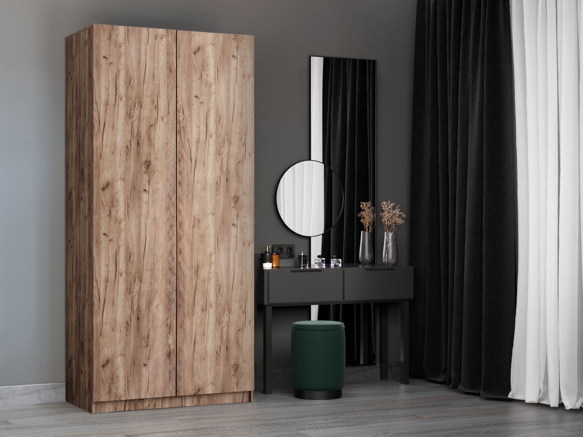 Изображение товара Шкаф распашной Мебельная компания е1 LCK_GL_1000_KT 101x220 см Крафт табачный