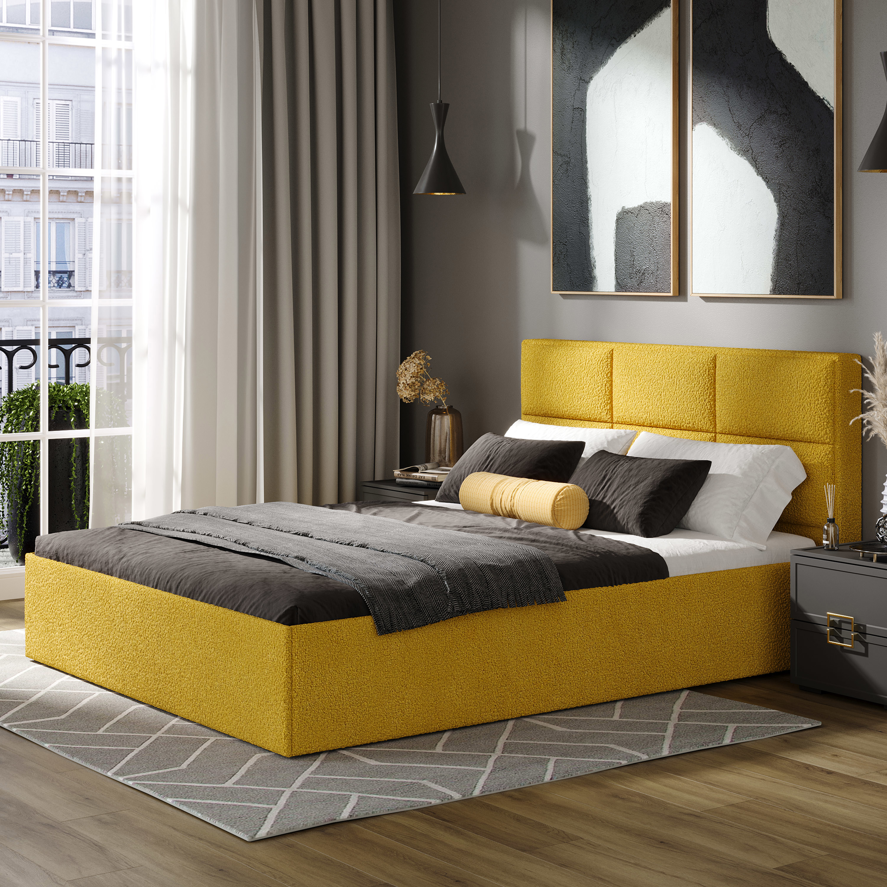 Изображение товара Кровать Трия 257385 с подъемным механизмом и мягким дизайном