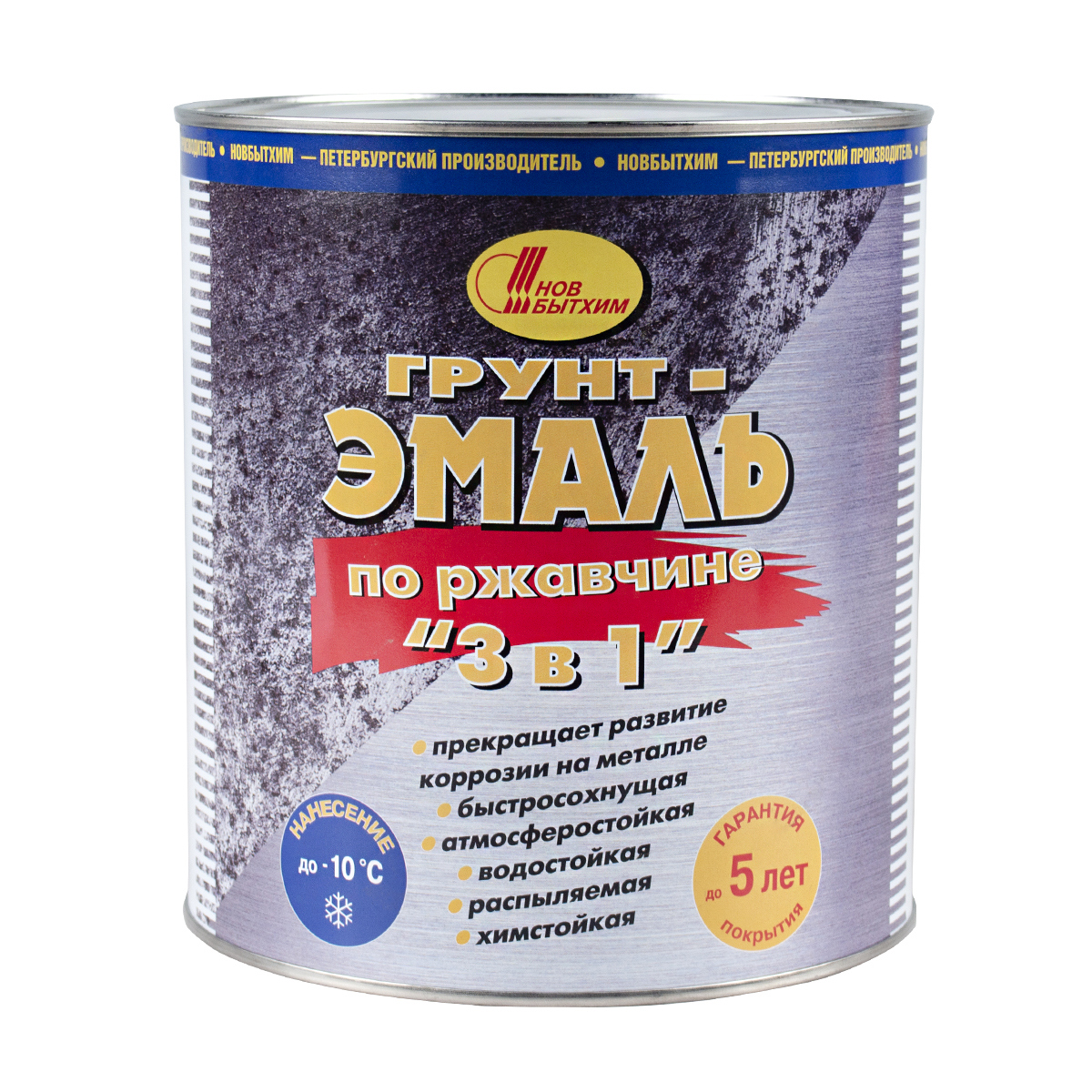 Изображение товара Грунт-эмаль по ржавчине 3 в 1 Новбытхим серая ral 7040 2.7 л