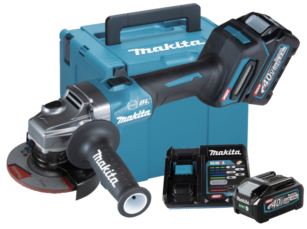 Изображение товара Аккумуляторная угловая шлифмашина Makita GA004GM201 115 мм + 2 аккумулятора 40 В Li-Ion