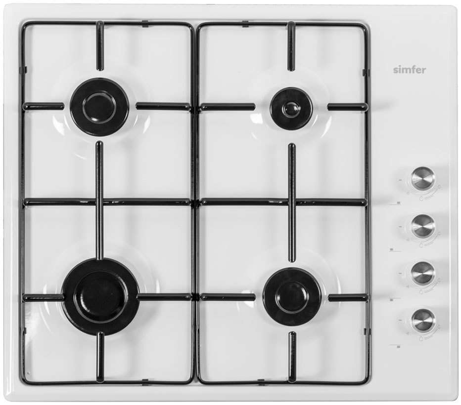 Изображение товара Газовая варочная панель Simfer H 60 Q 40 W 411 60 см 4 конфорки цвет белый