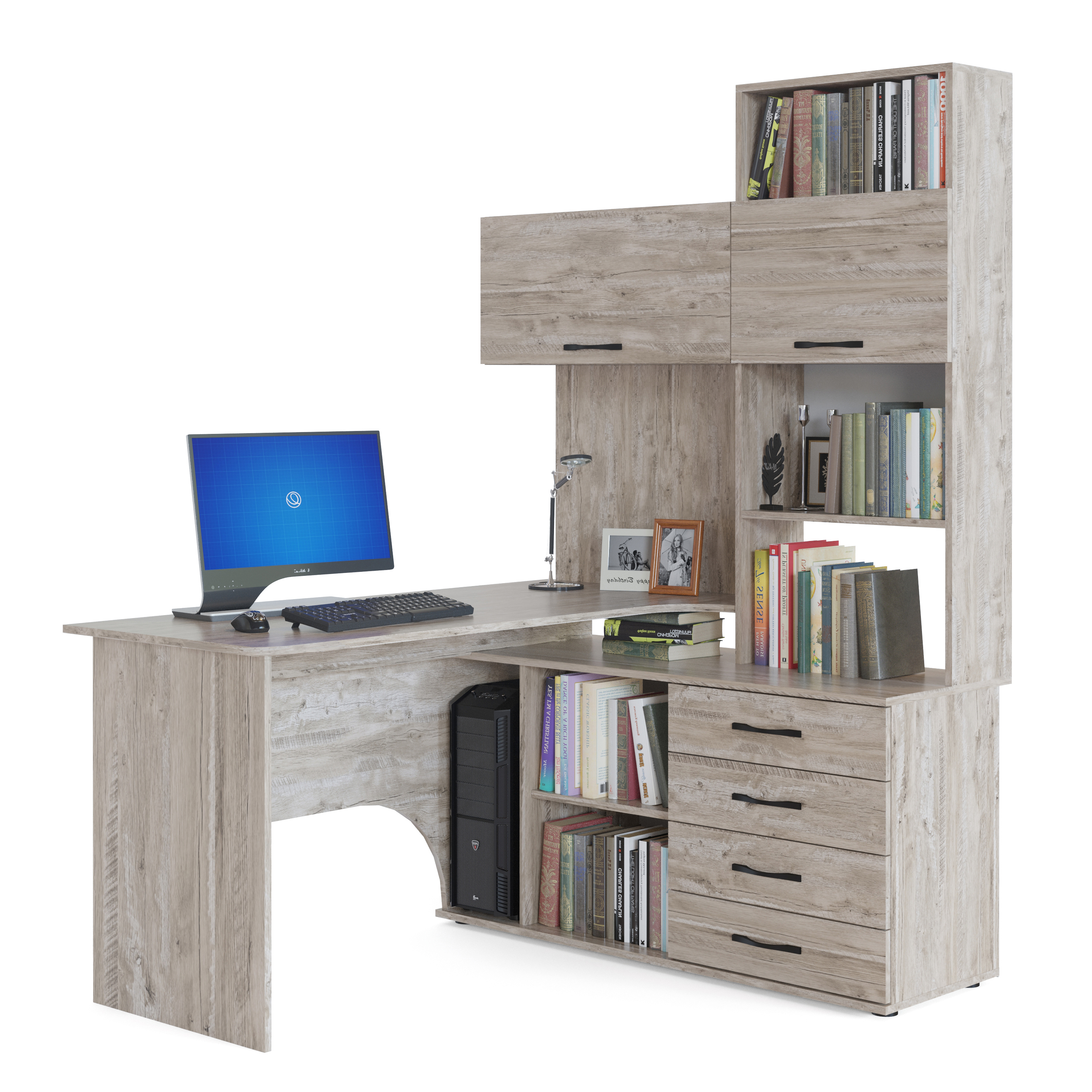 Изображение товара Письменный стол СОКОЛ-Т КСТ-14.1П 135x182.8x123.5 см дуб стильный вместительный