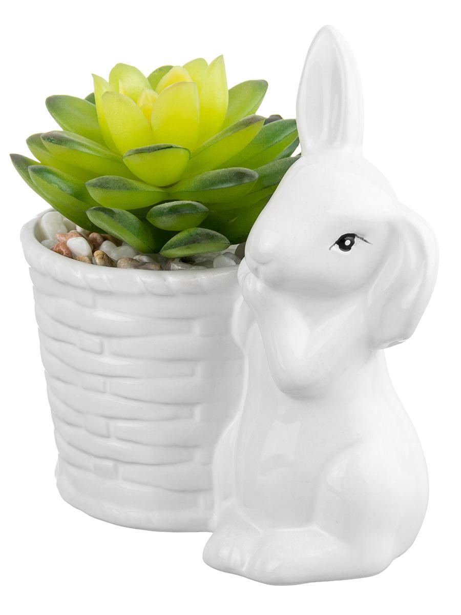 Изображение товара Зайка с цветком — кашпо-фигурка Elan Gallery