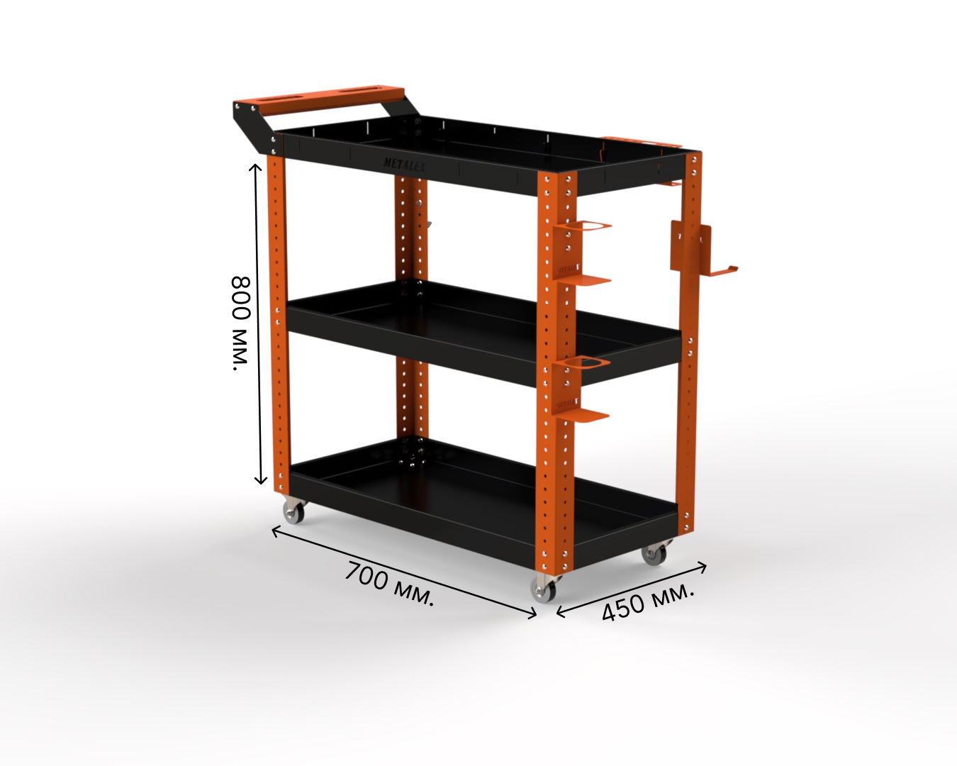 Изображение товара Тележка инструментальная Metalex Тип 2 700x350x800 мм с регулировкой высоты