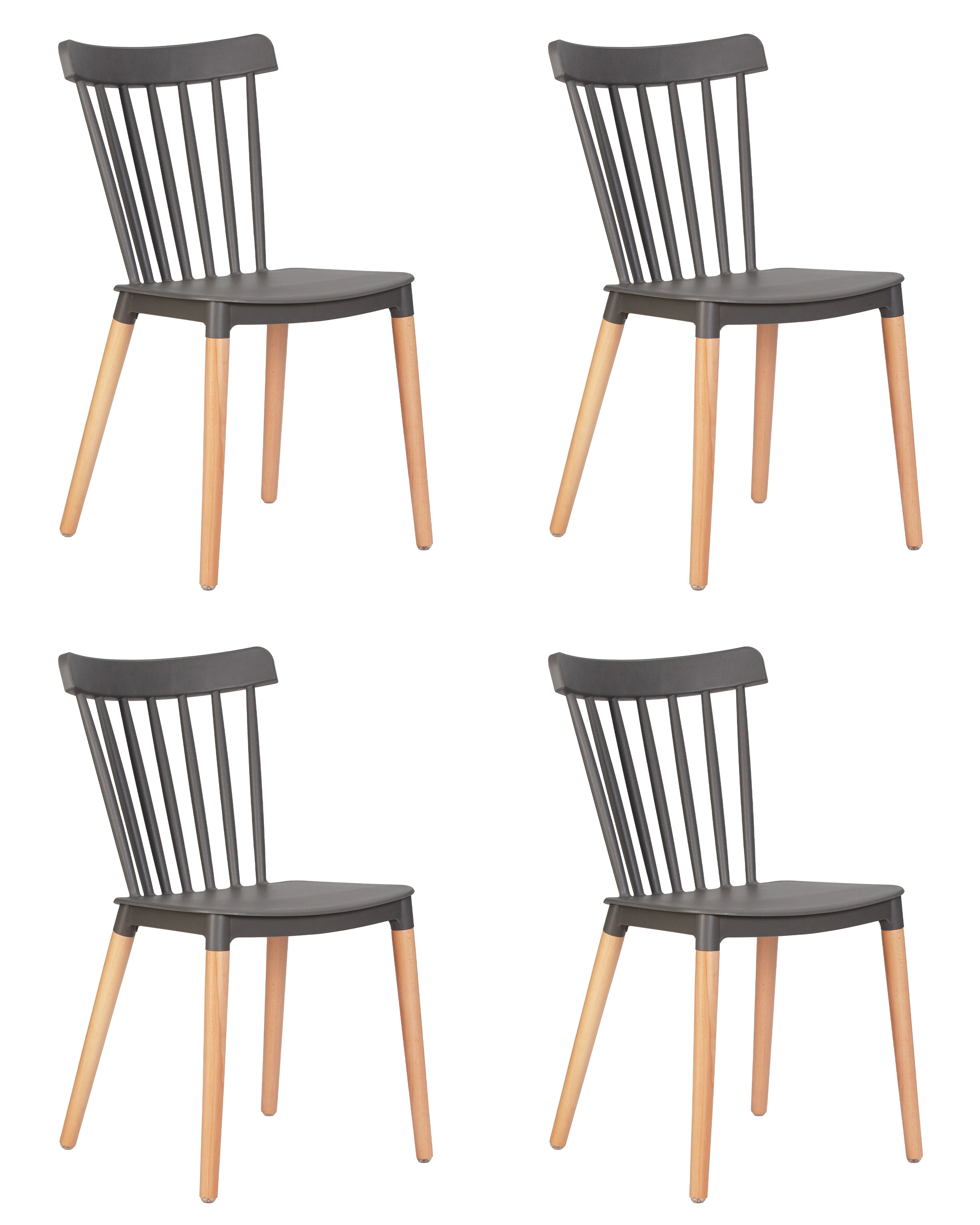 Изображение товара Комплект кухонных стульев 4 шт Dobrin Theo lmzl-pp687, стиль скандинавский, темно-серый