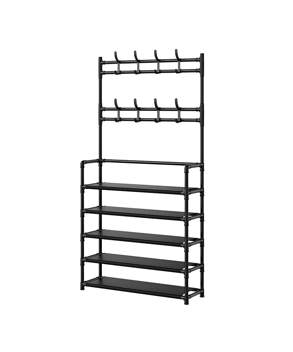 Изображение товара Этажерка для обуви RIDBERG 60x172x26 см 5 полок черный складная пластиковая металлическая