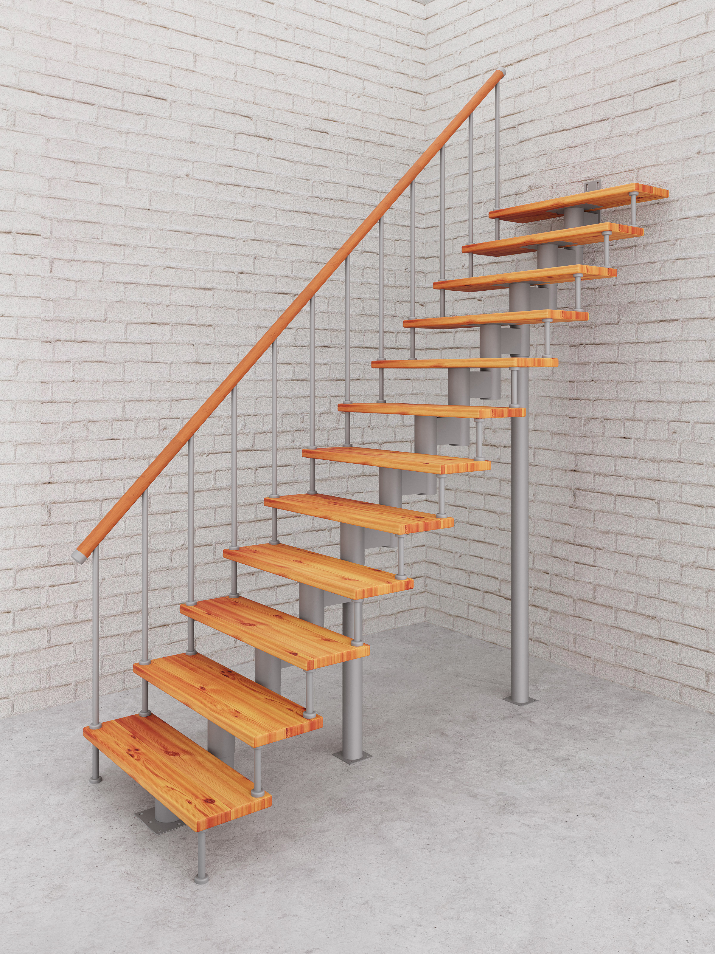 Изображение товара Модульная лестница Стамет Престиж прямая 2025мм серый внутренняя монтаж